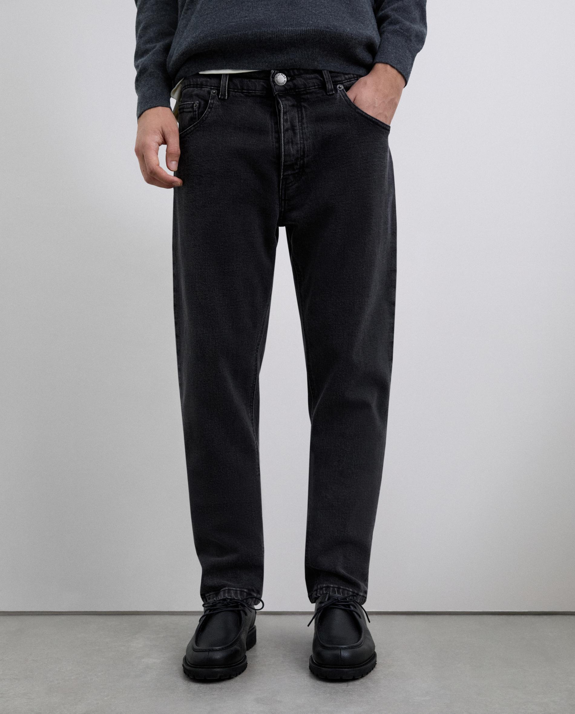 Jeans de Algodão Regular Fit Preto-2