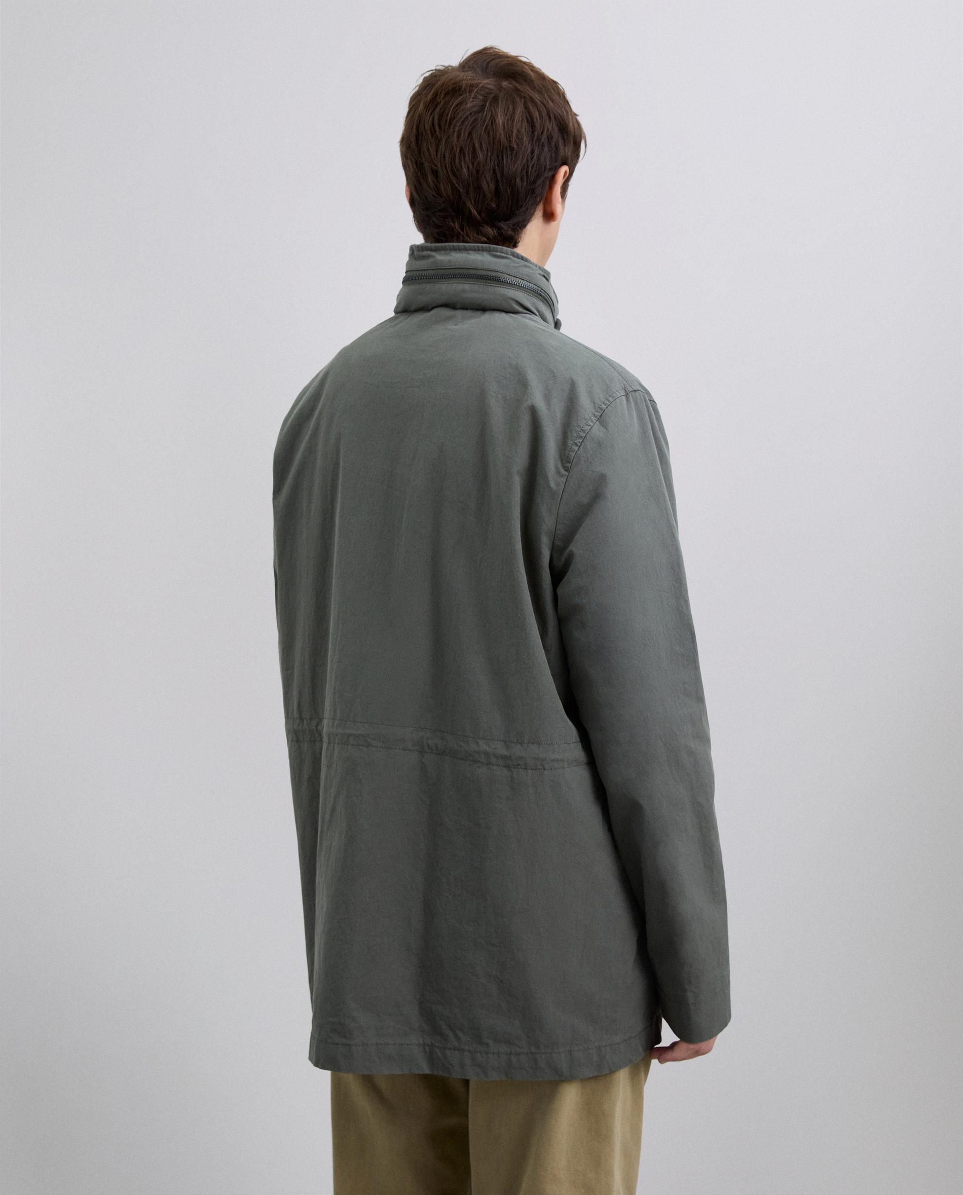 Parka com Capuz e Punhos Ajustáveis Verde-acinzentado-2