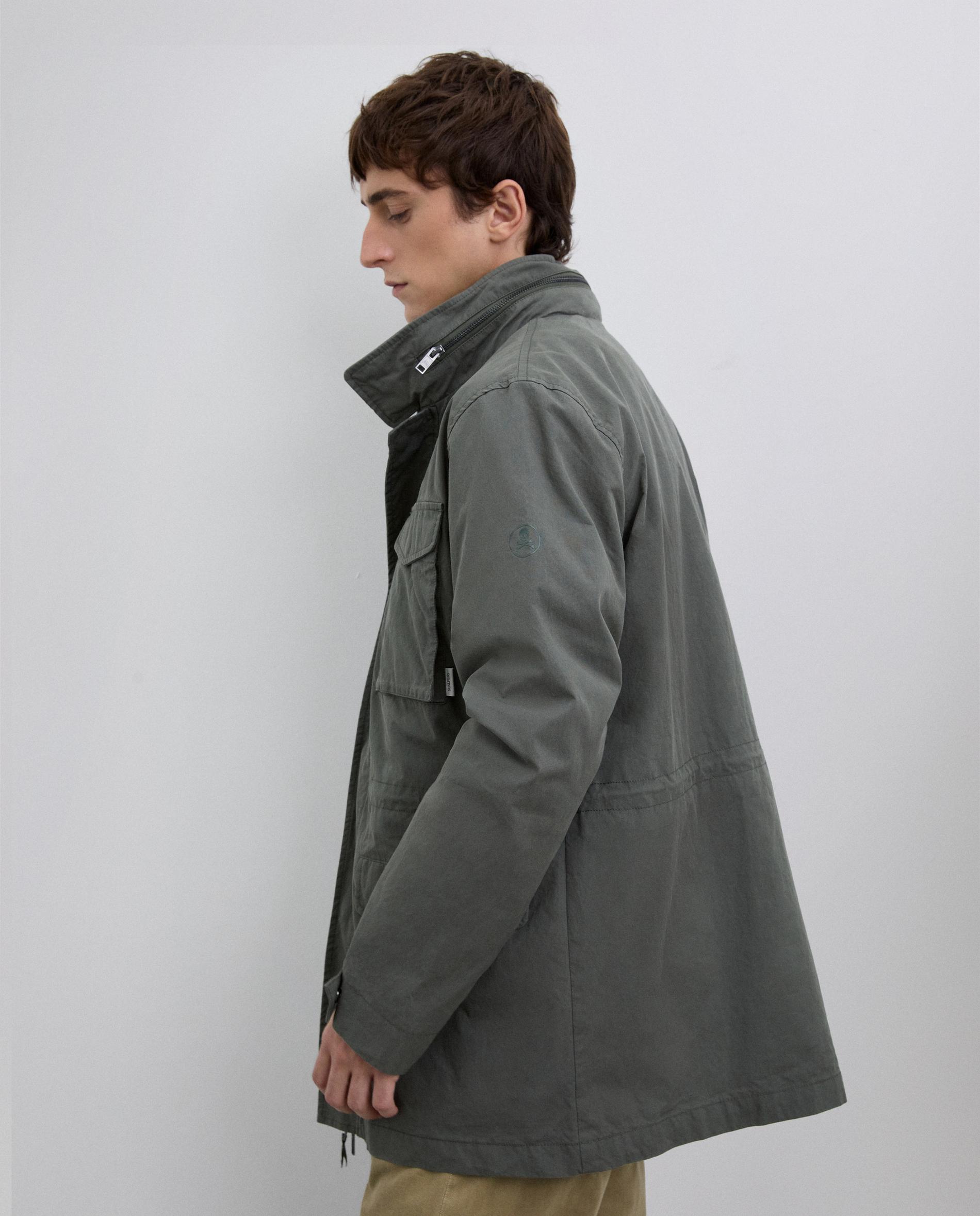 Parka com Capuz e Punhos Ajustáveis Verde-acinzentado-5