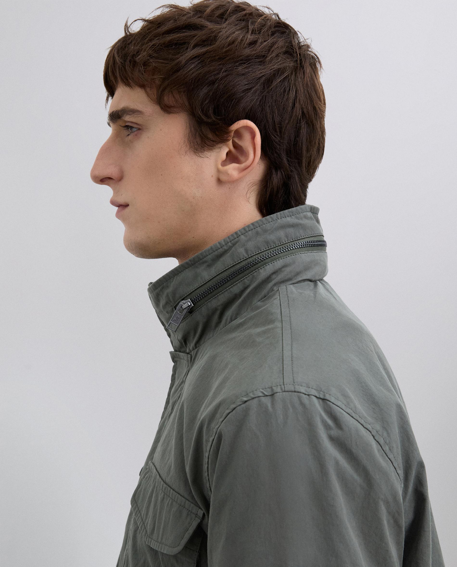 Parka com Capuz e Punhos Ajustáveis Verde-acinzentado-6