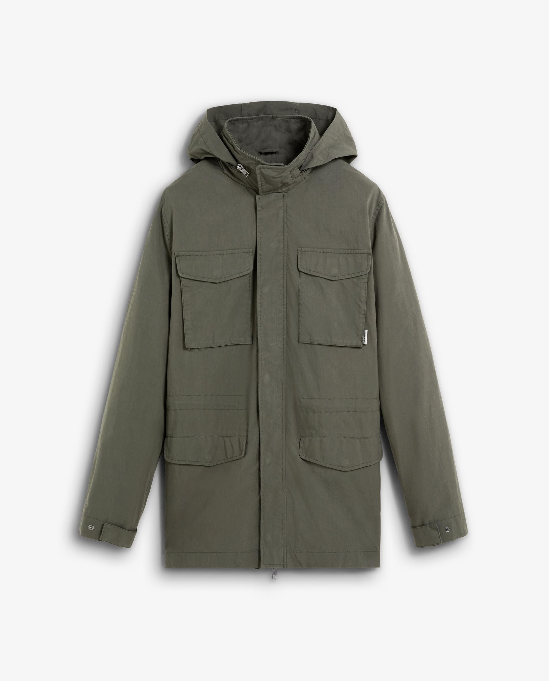 Parka com Capuz e Punhos Ajustáveis Verde-acinzentado-8