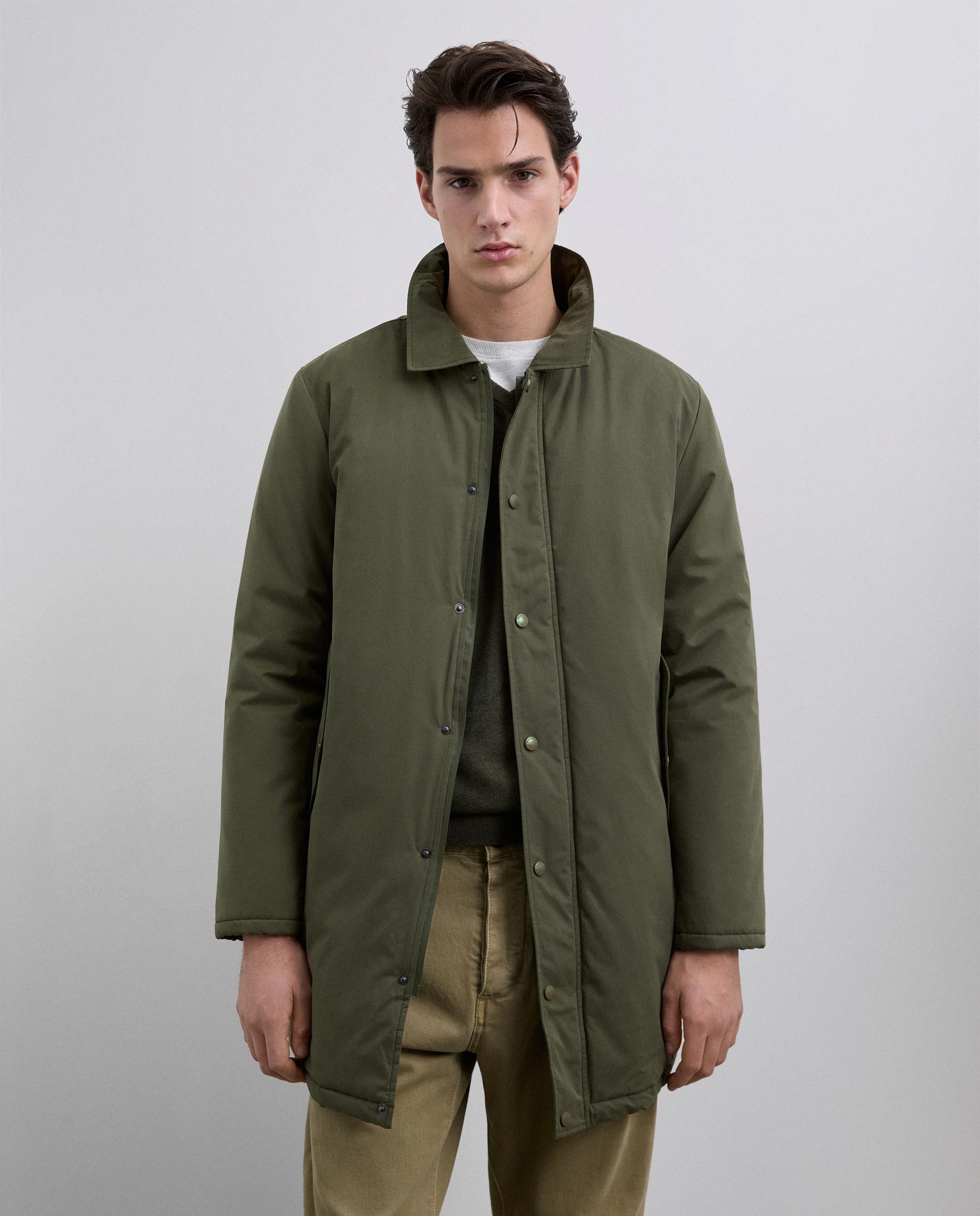 Parka com Abertura Posterior e Capuz Ajustável Verde-militar-1
