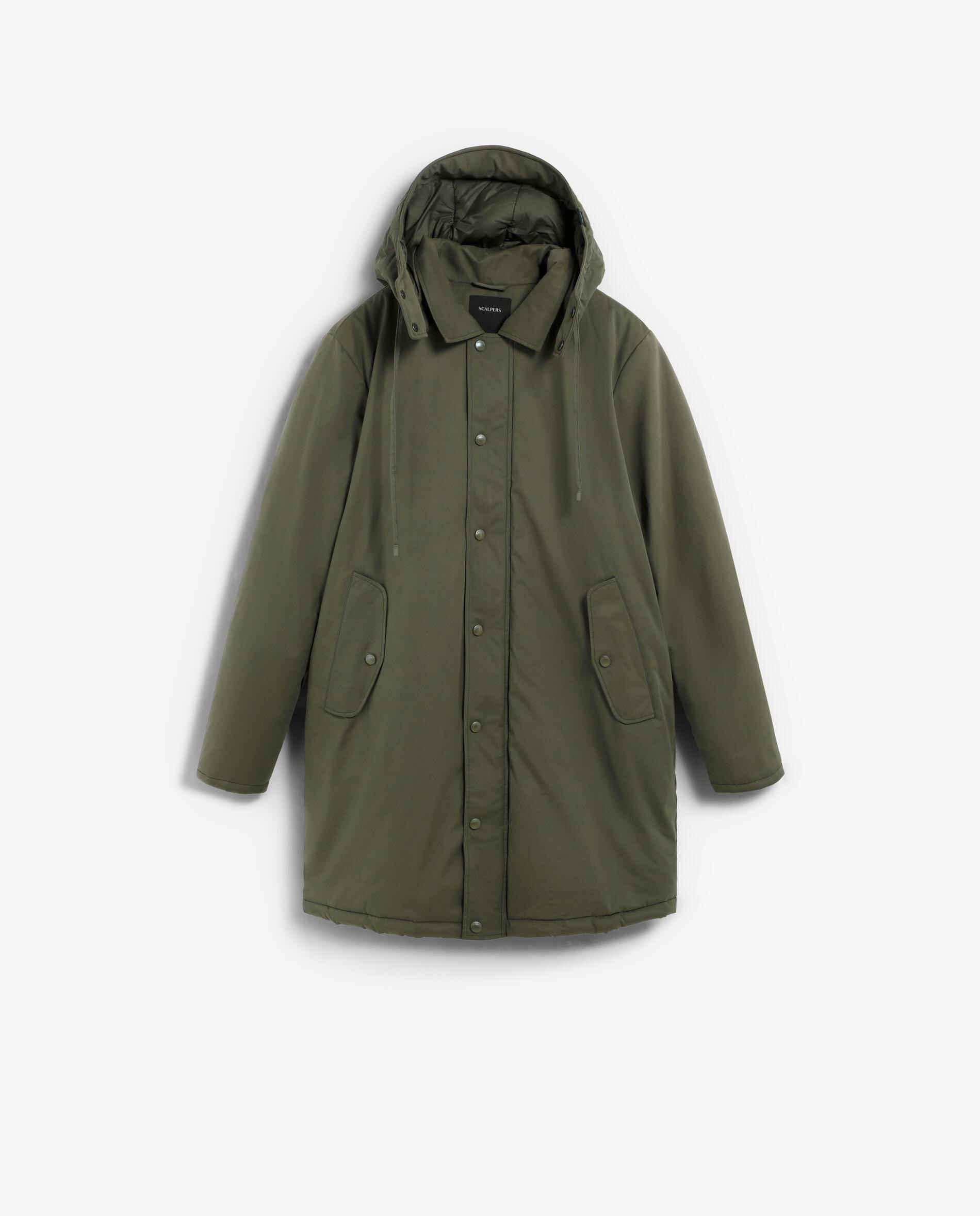 Parka com Abertura Posterior e Capuz Ajustável Verde-militar-6