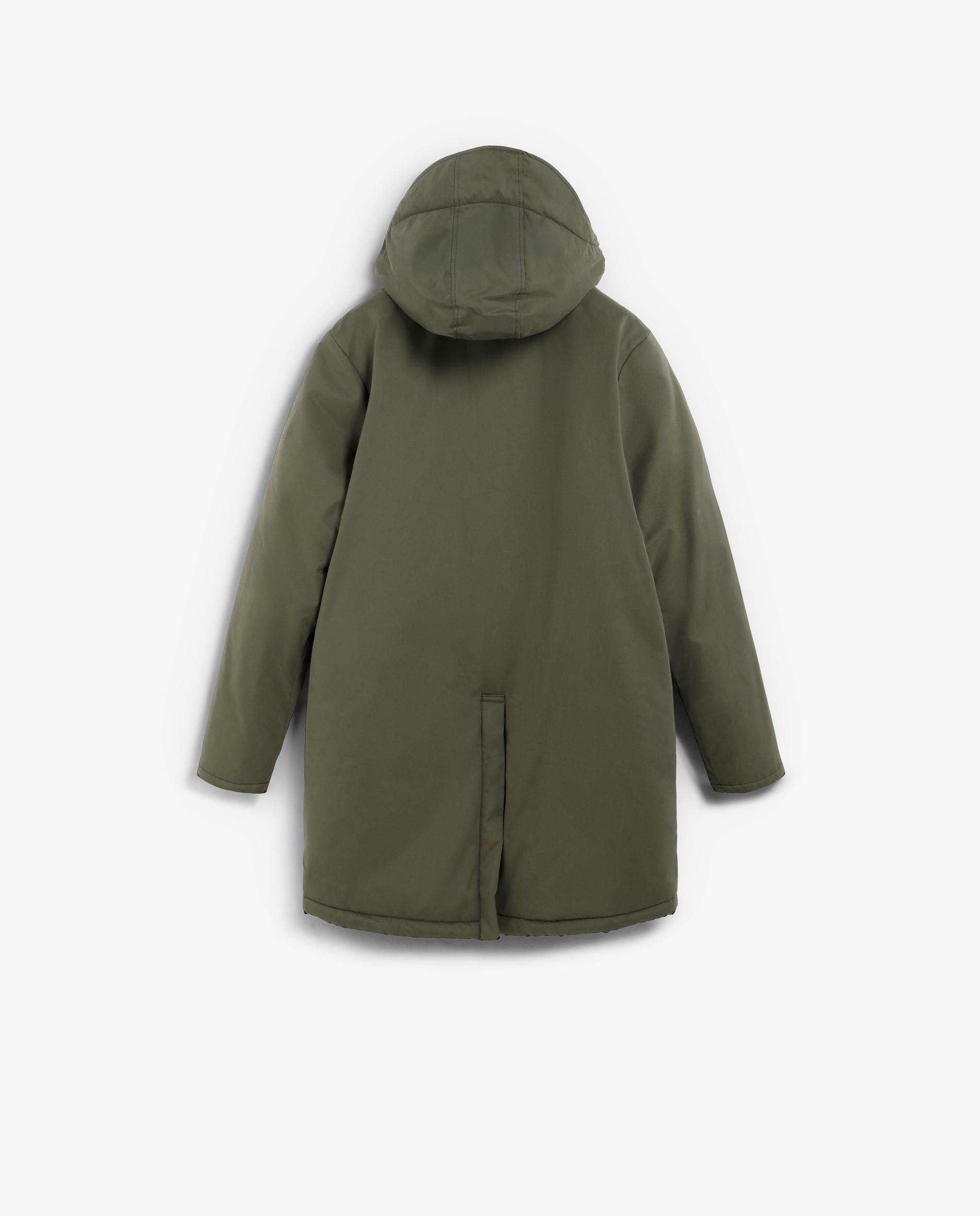 Parka com Abertura Posterior e Capuz Ajustável Verde-militar-7