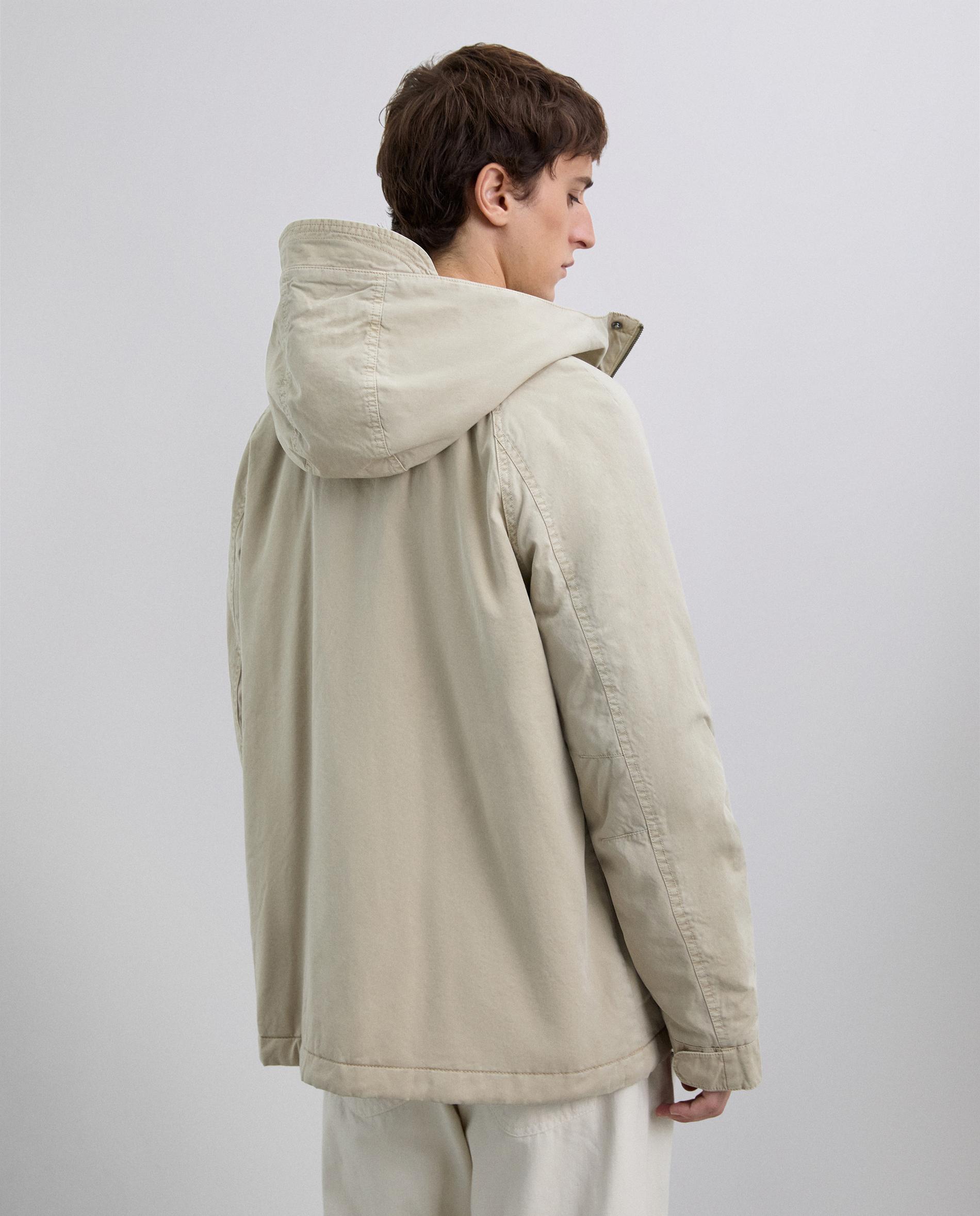 Parka Leve com Capuz Fixo Natural-2