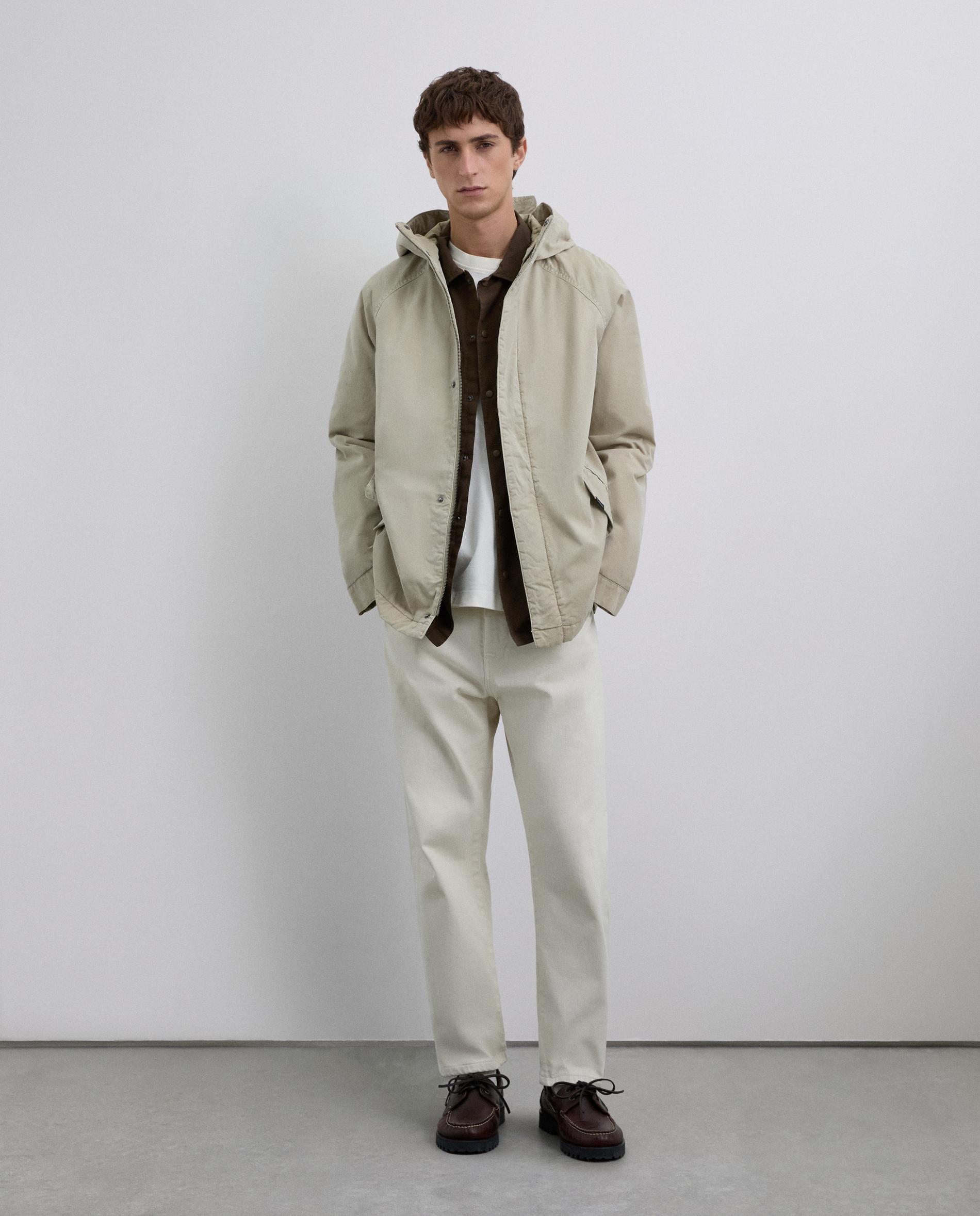 Parka Leve com Capuz Fixo Natural-3