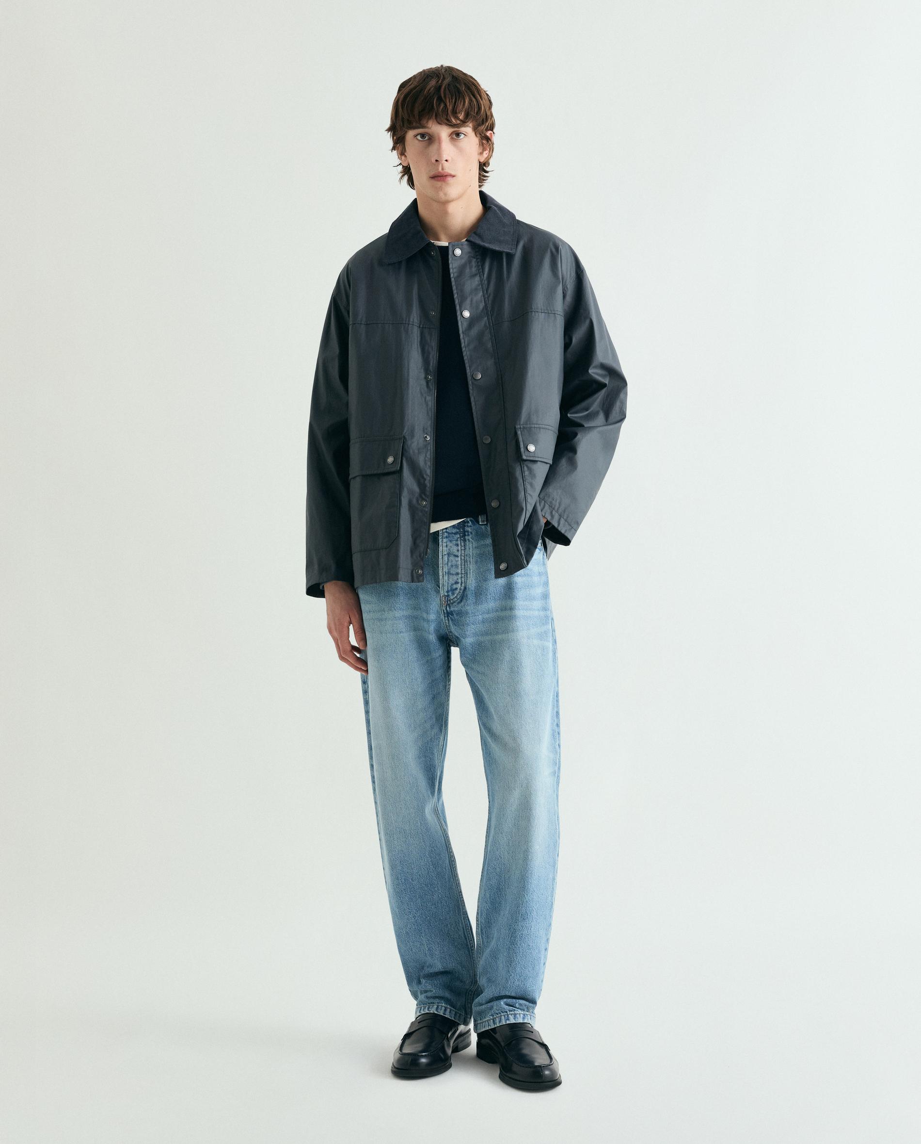 Parka com Gola Tipo Camisa e Fecho de Snaps Azul-marinho-2
