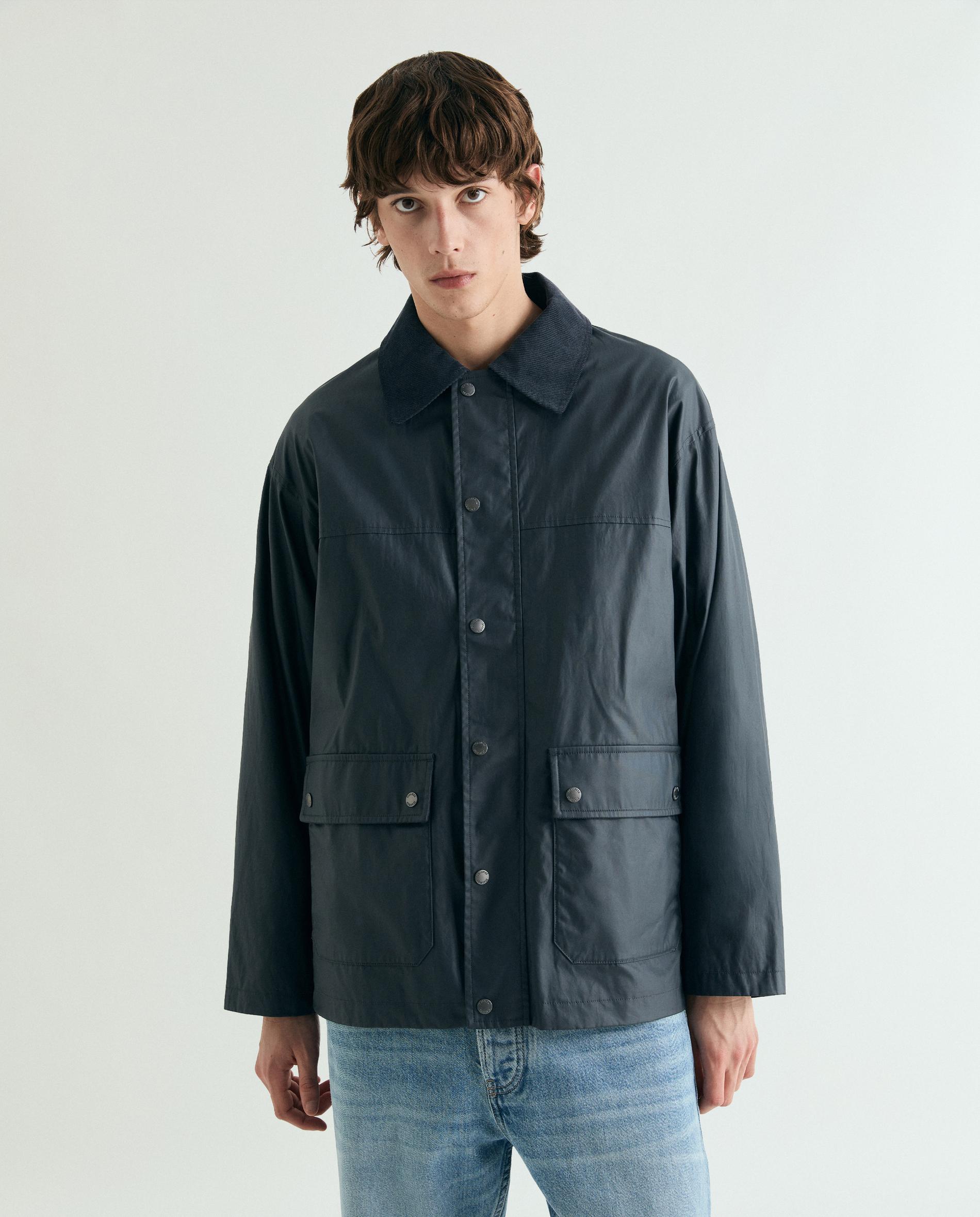 Parka com Gola Tipo Camisa e Fecho de Snaps Azul-marinho-4