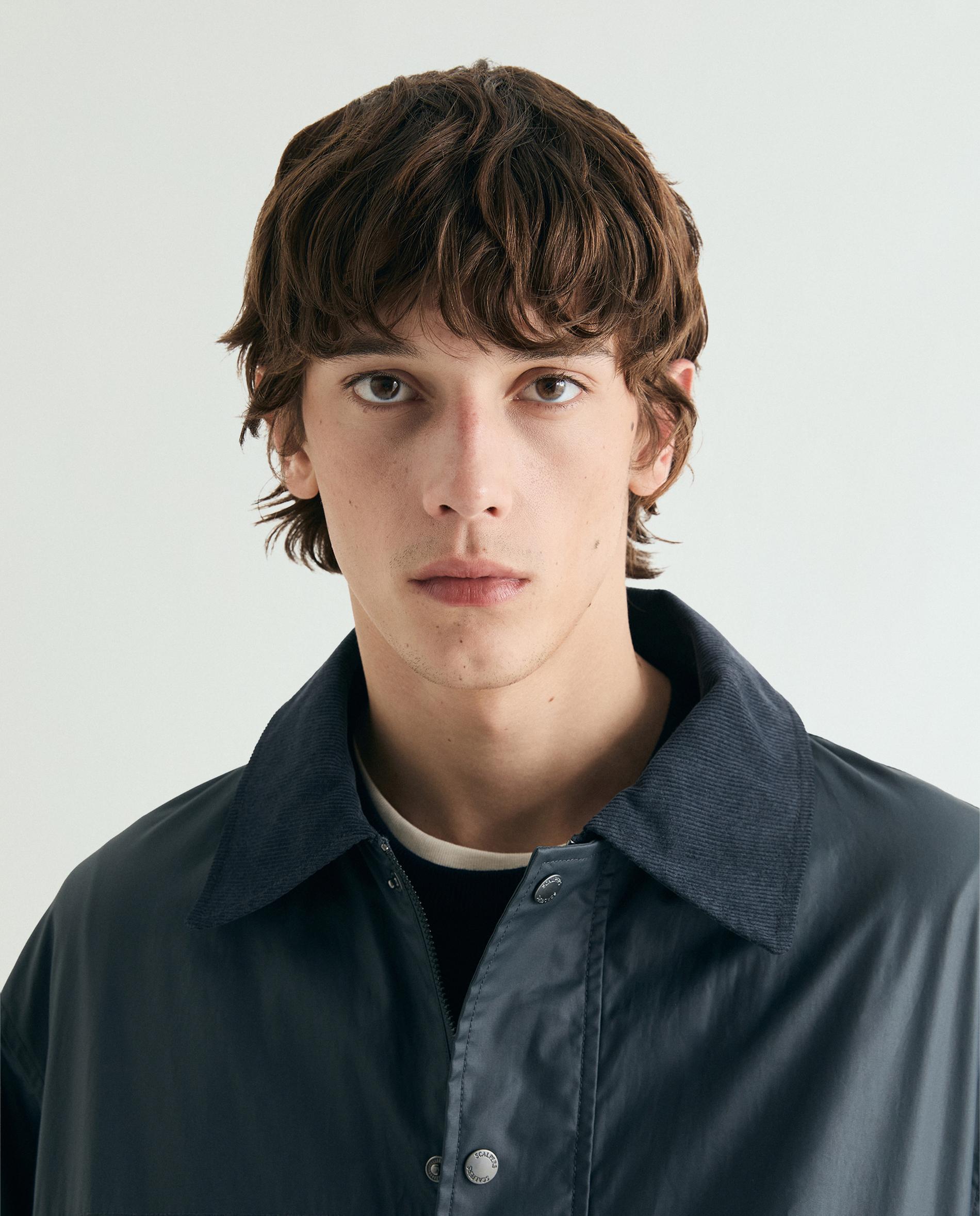 Parka com Gola Tipo Camisa e Fecho de Snaps Azul-marinho-5