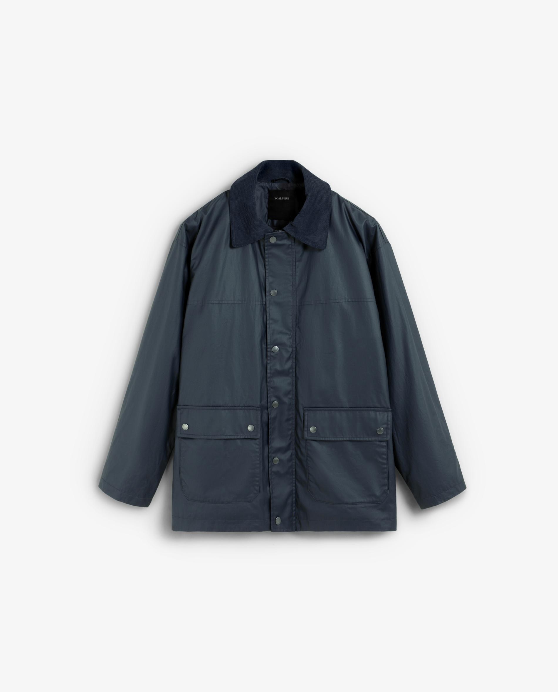 Parka com Gola Tipo Camisa e Fecho de Snaps Azul-marinho-6