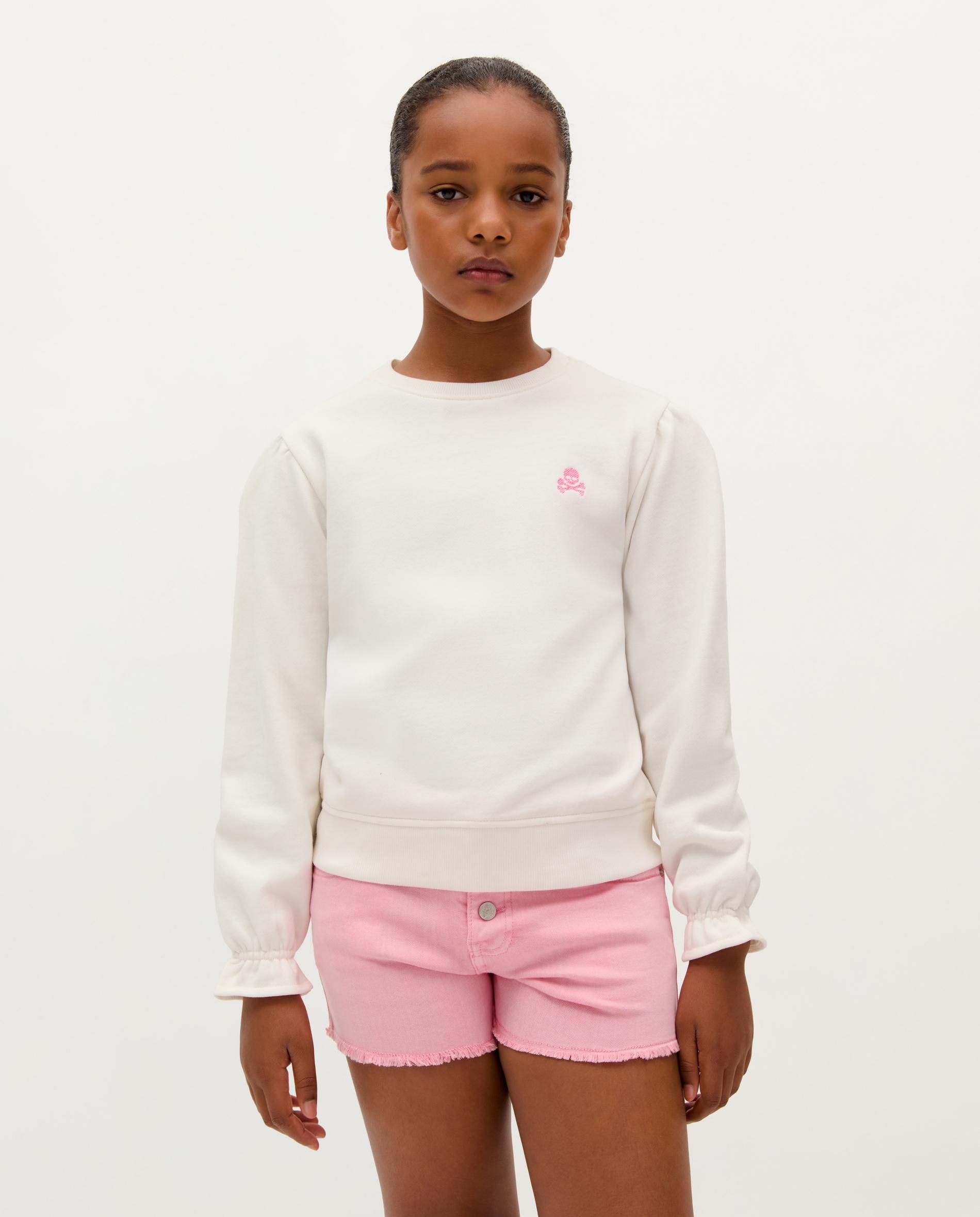 Sweatshirt Infantil de Algodão com Detalhe Franzido Branco-1