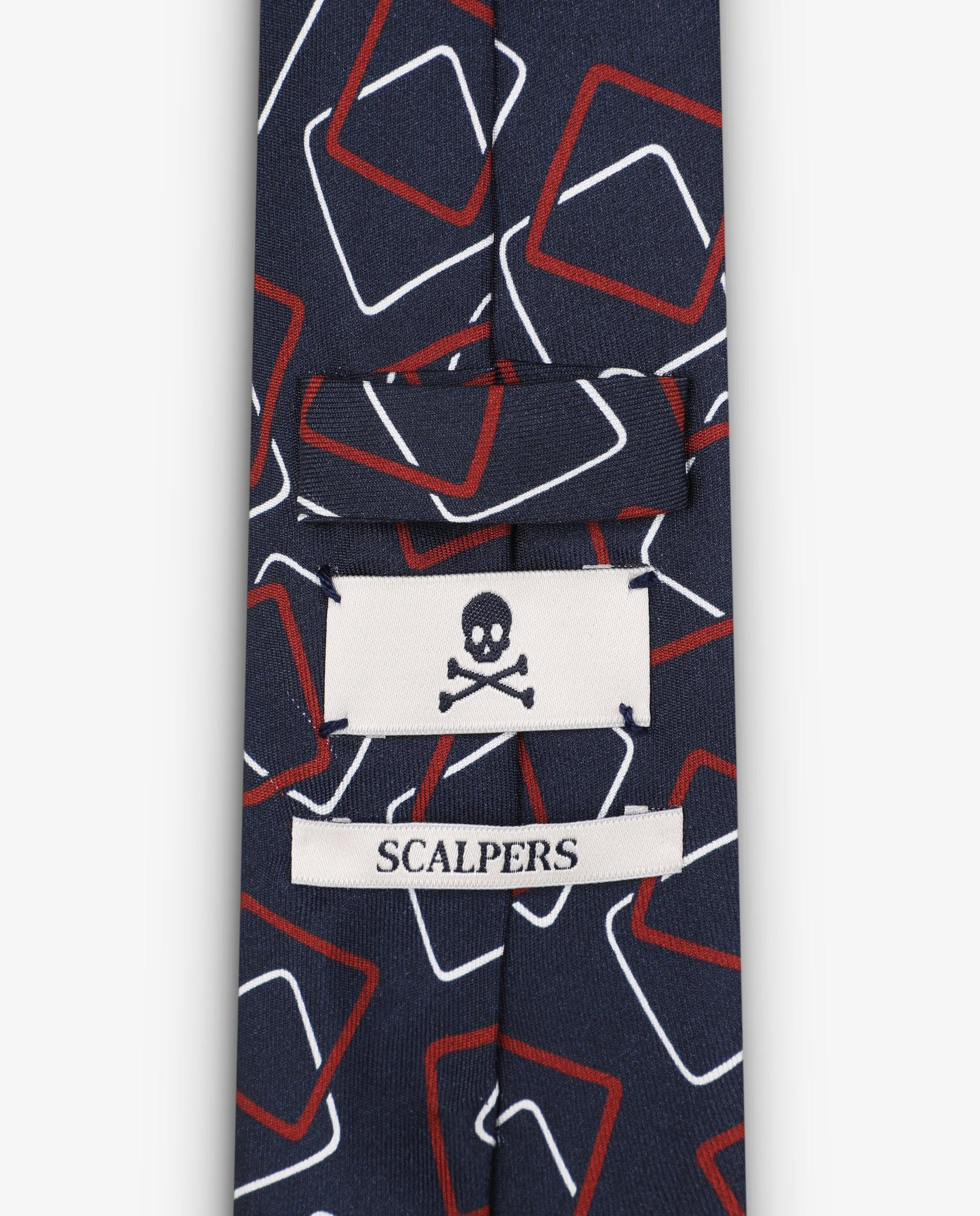 Gravata de Seda com Estampado Geométrico Navy-3
