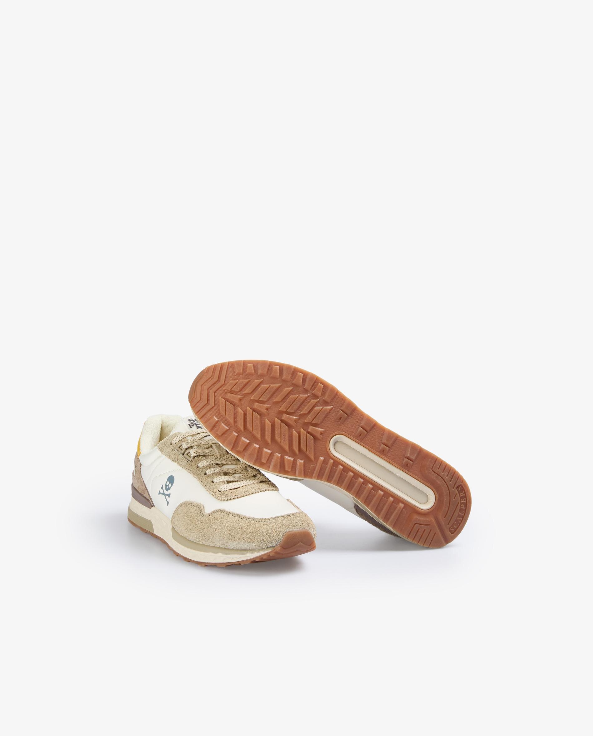 Sapatilhas Desportivas com Caveira em Contraste Branco/Amarelo-4