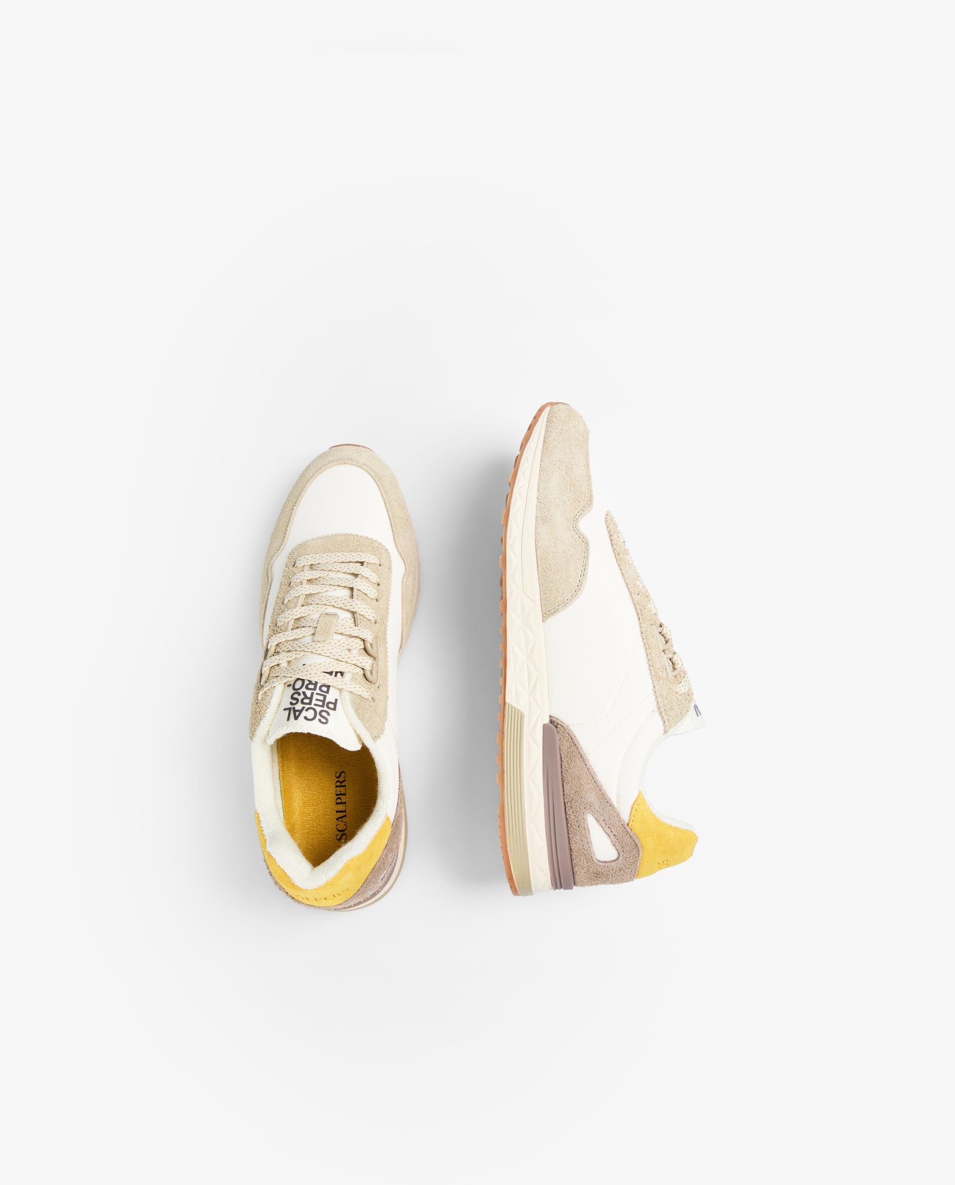 Sapatilhas Desportivas com Caveira em Contraste Branco/Amarelo-8