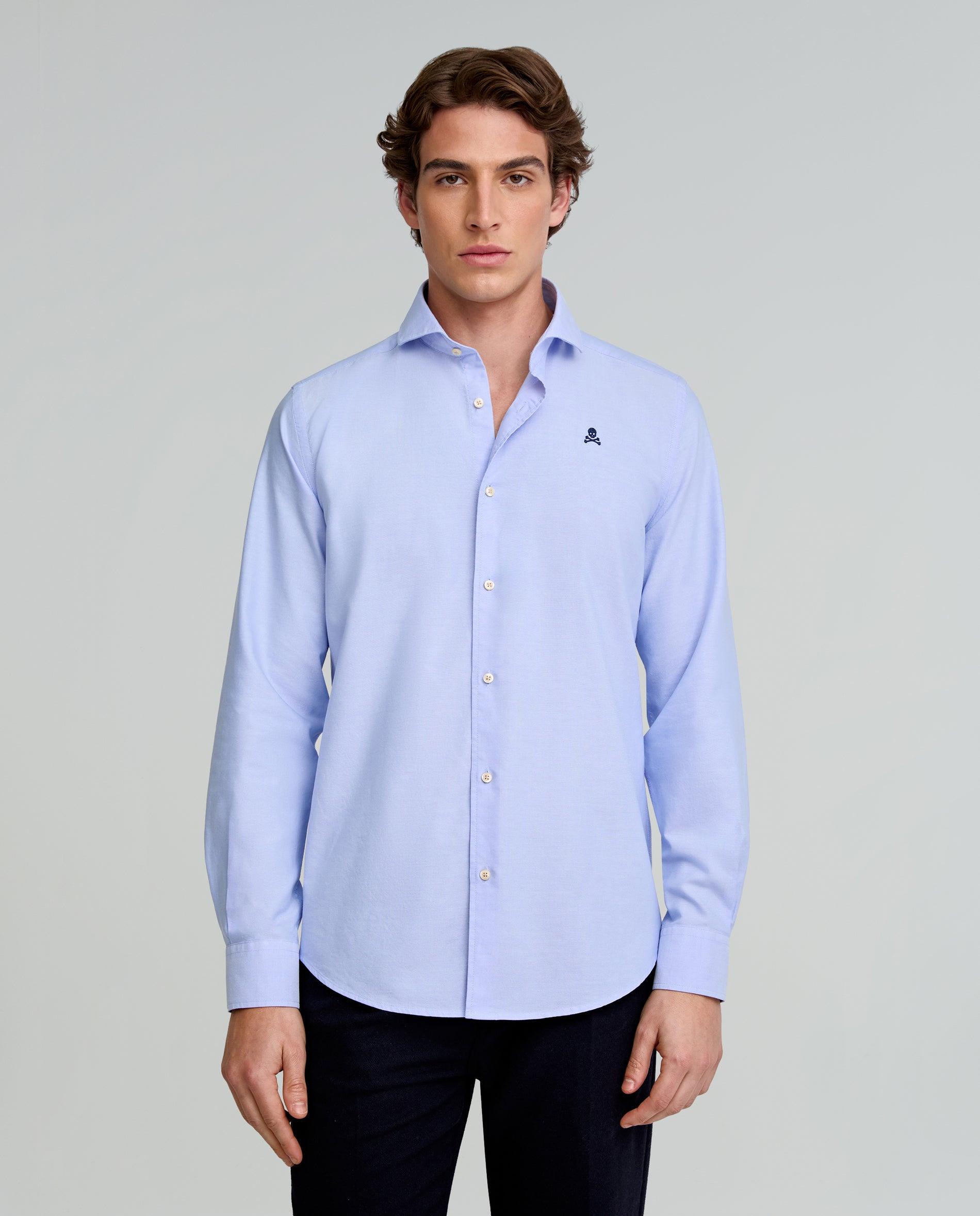 Camisa Regular Fit de Algodão Azul-1