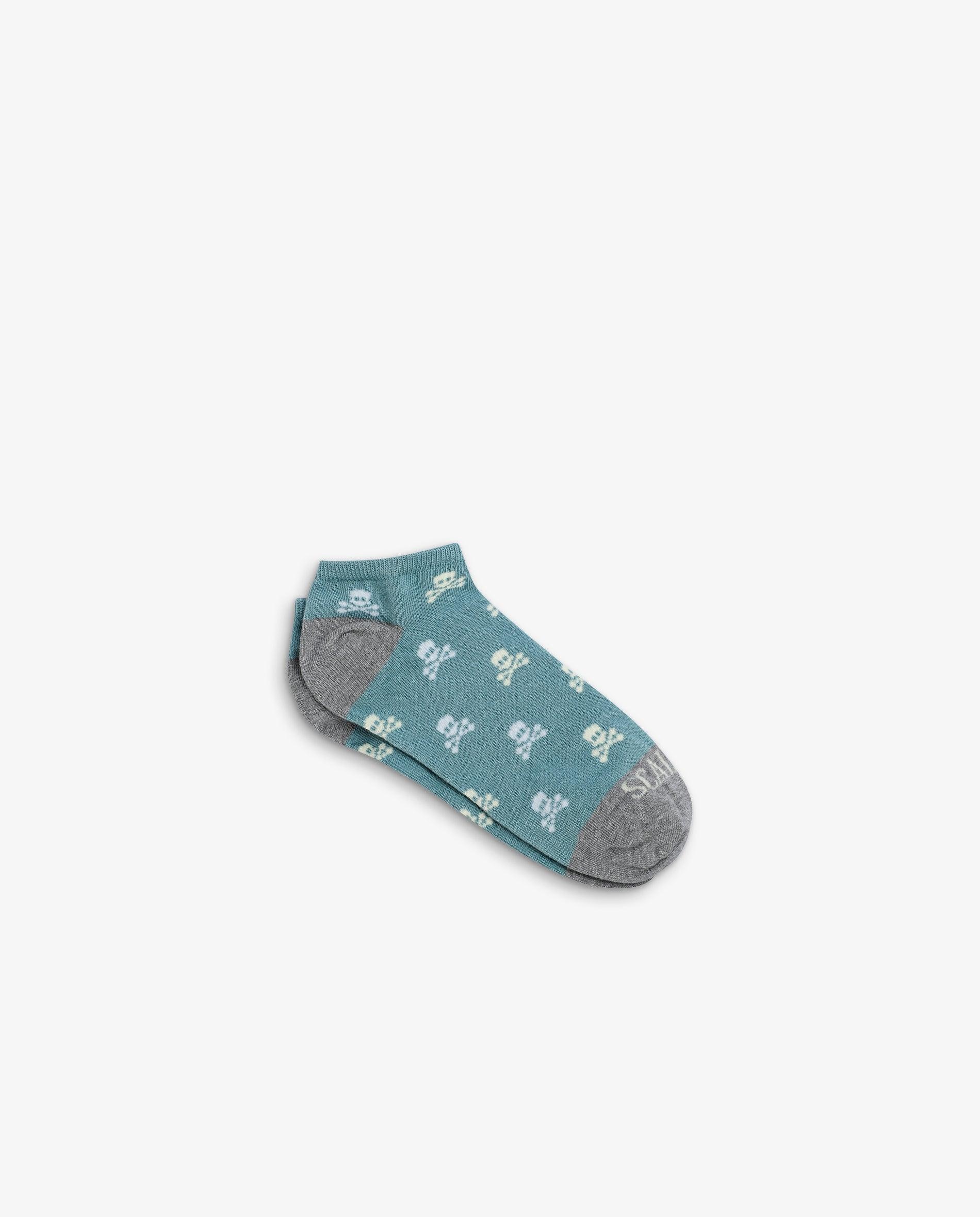 Meias Curtas com Estampado de Caveiras Verde-azulado-1