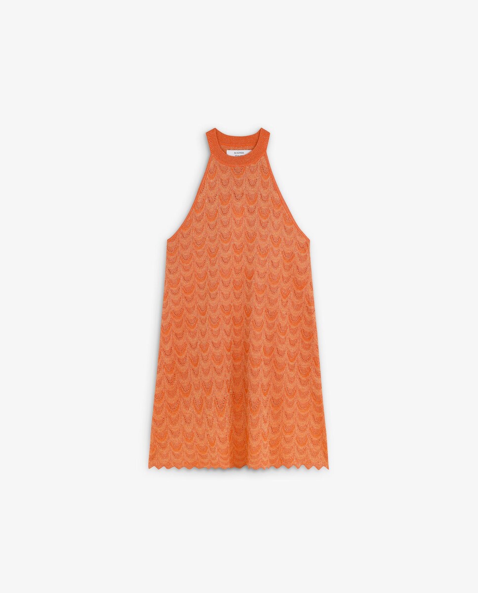 Vestido Curto com Decote Halter Laranja-4