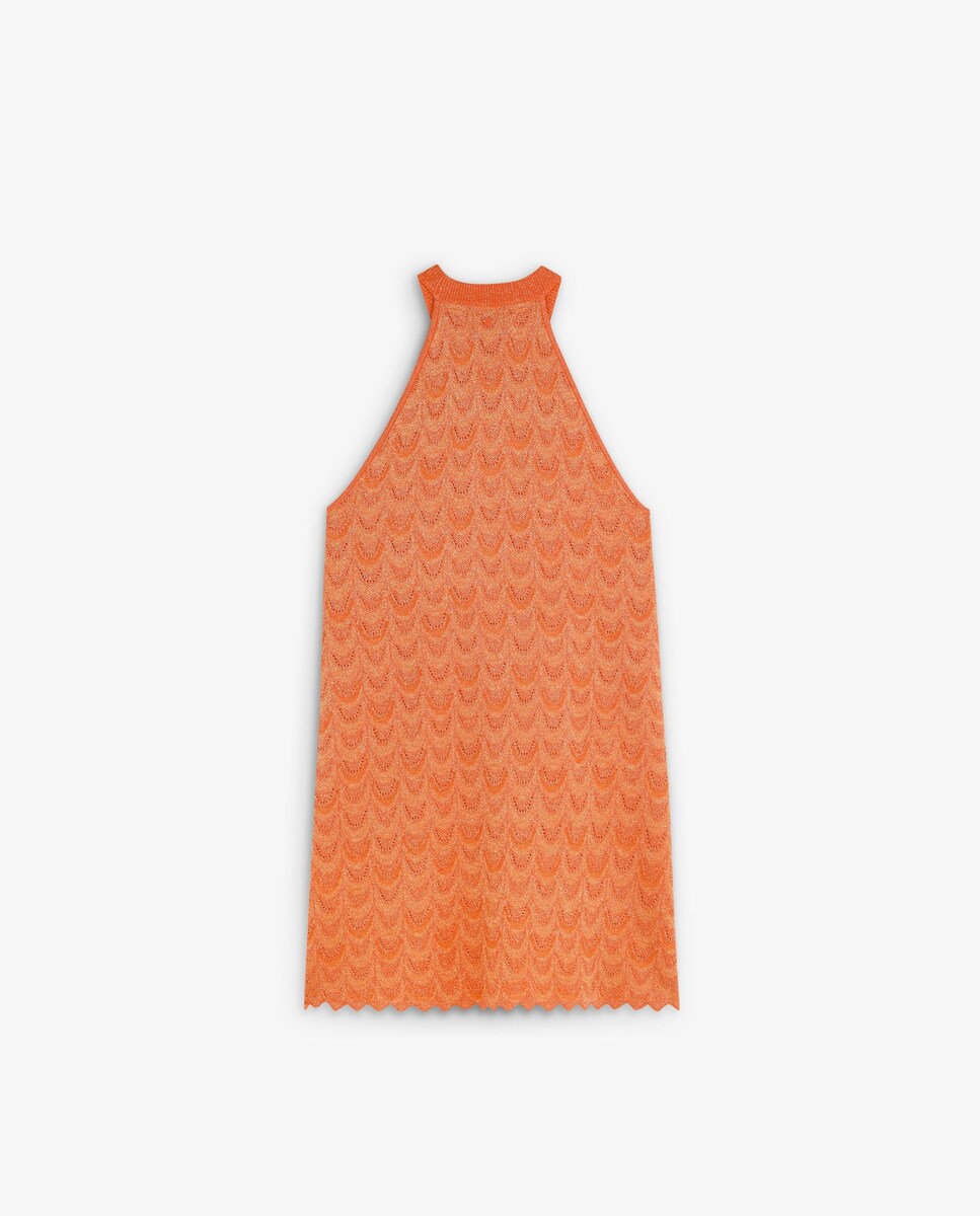 Vestido Curto com Decote Halter Laranja-5