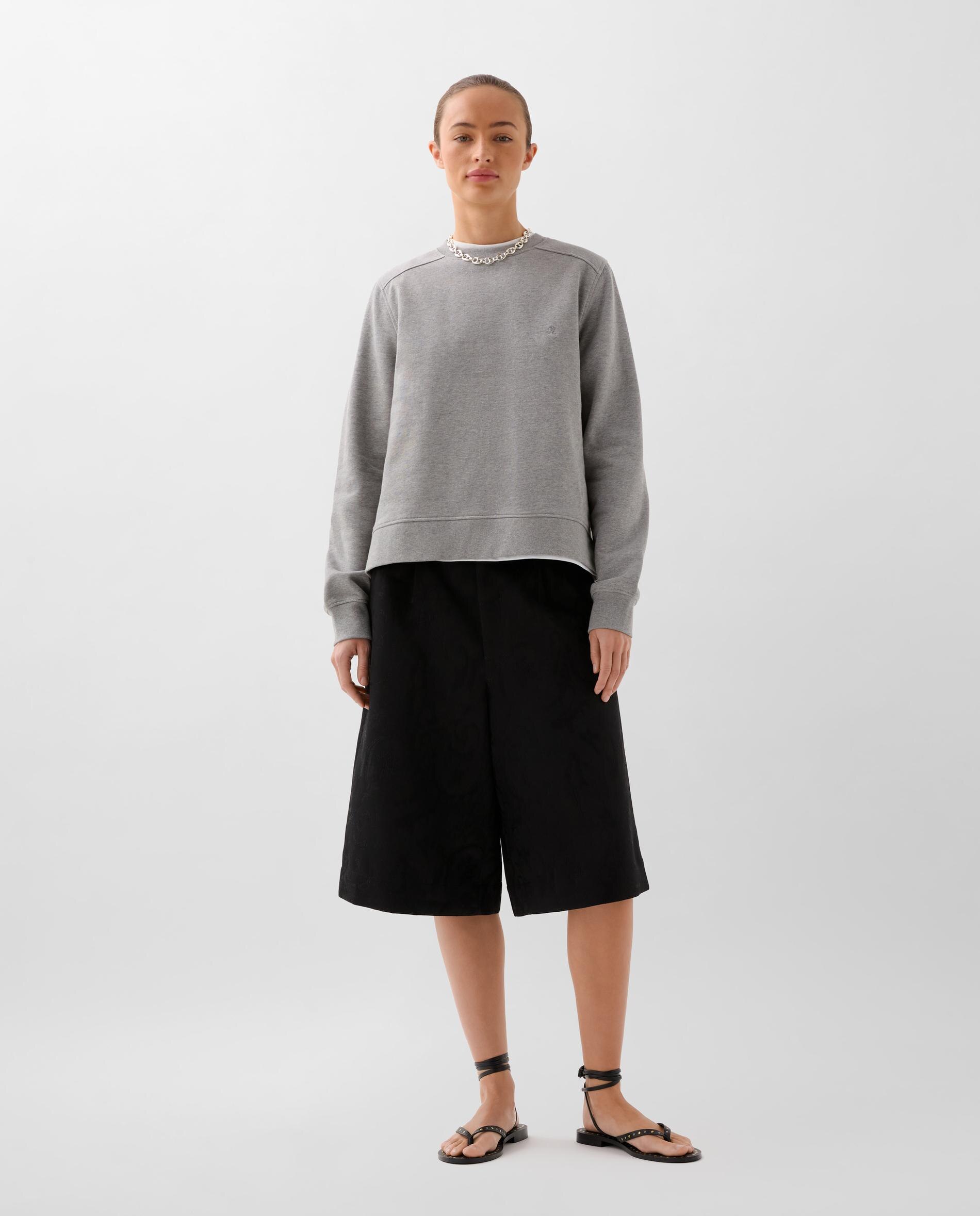 Sweatshirt Básica de Algodão com Gola Redonda Cinzentos-2