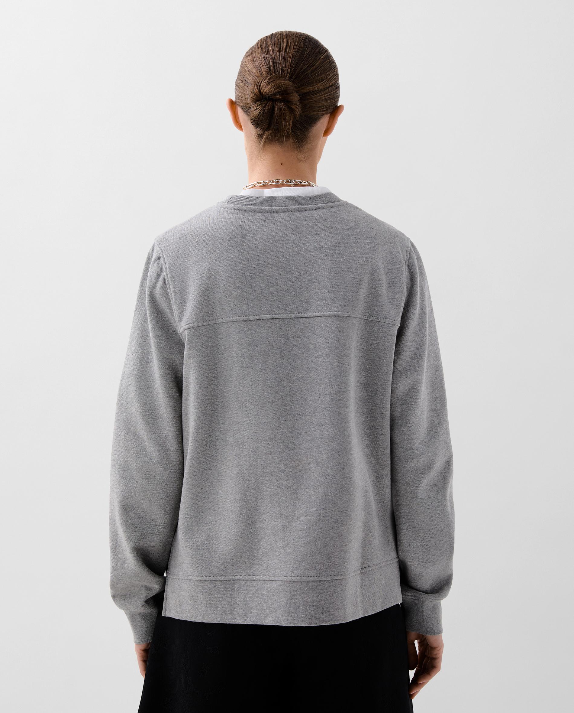 Sweatshirt Básica de Algodão com Gola Redonda Cinzentos-4