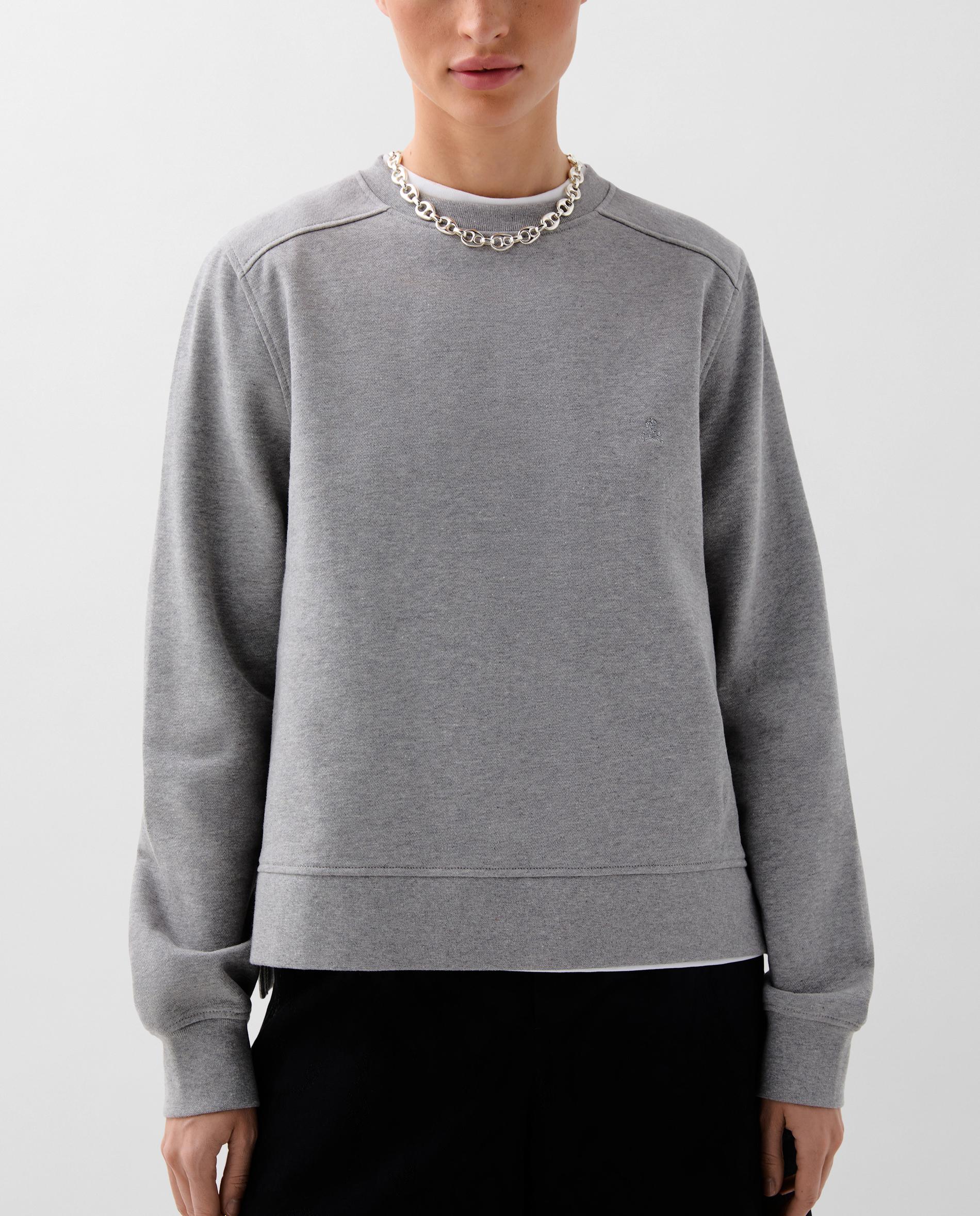 Sweatshirt Básica de Algodão Cinzento-1