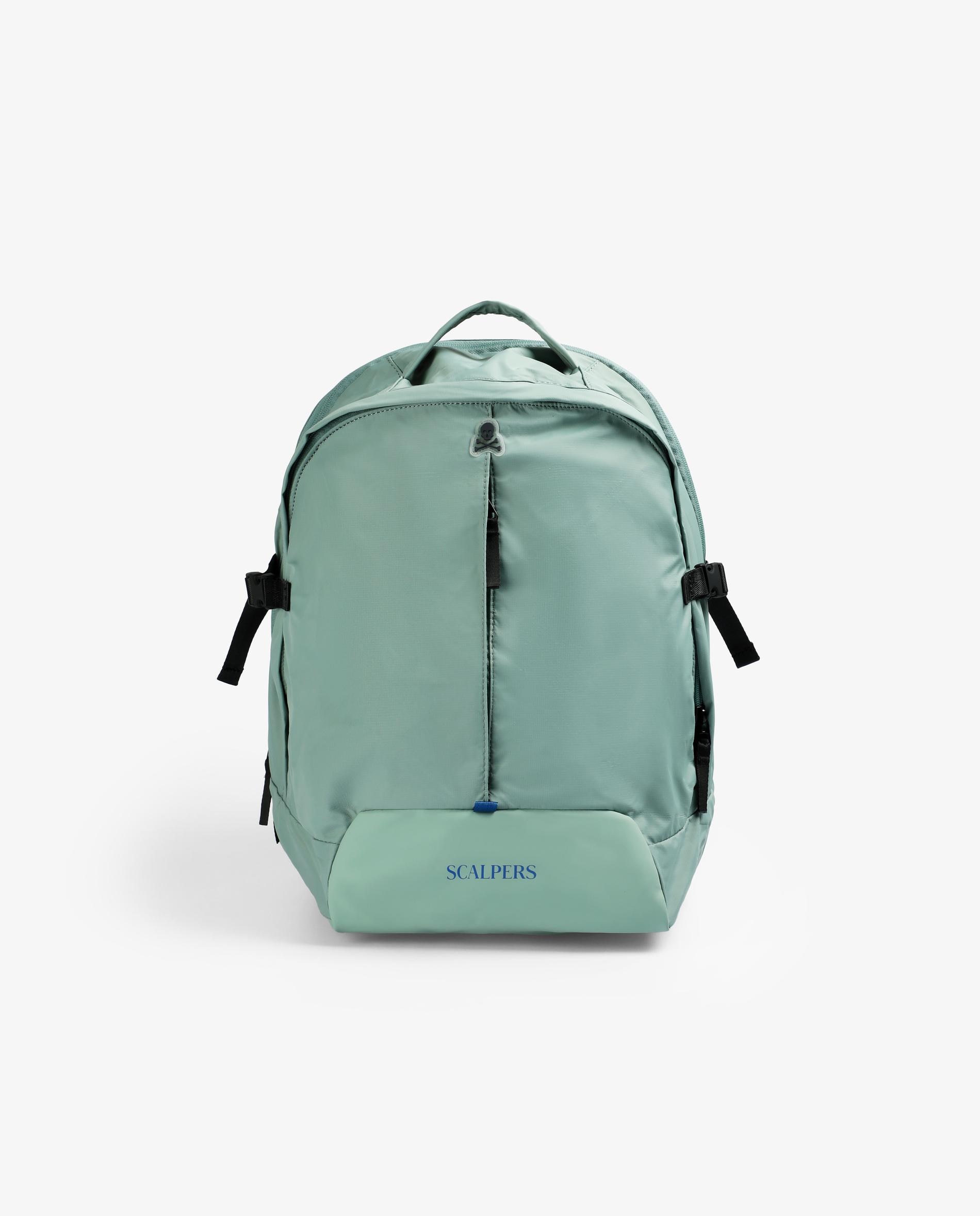 Mochila de Estilo Desportivo com Logo em Contraste Verde Água-1