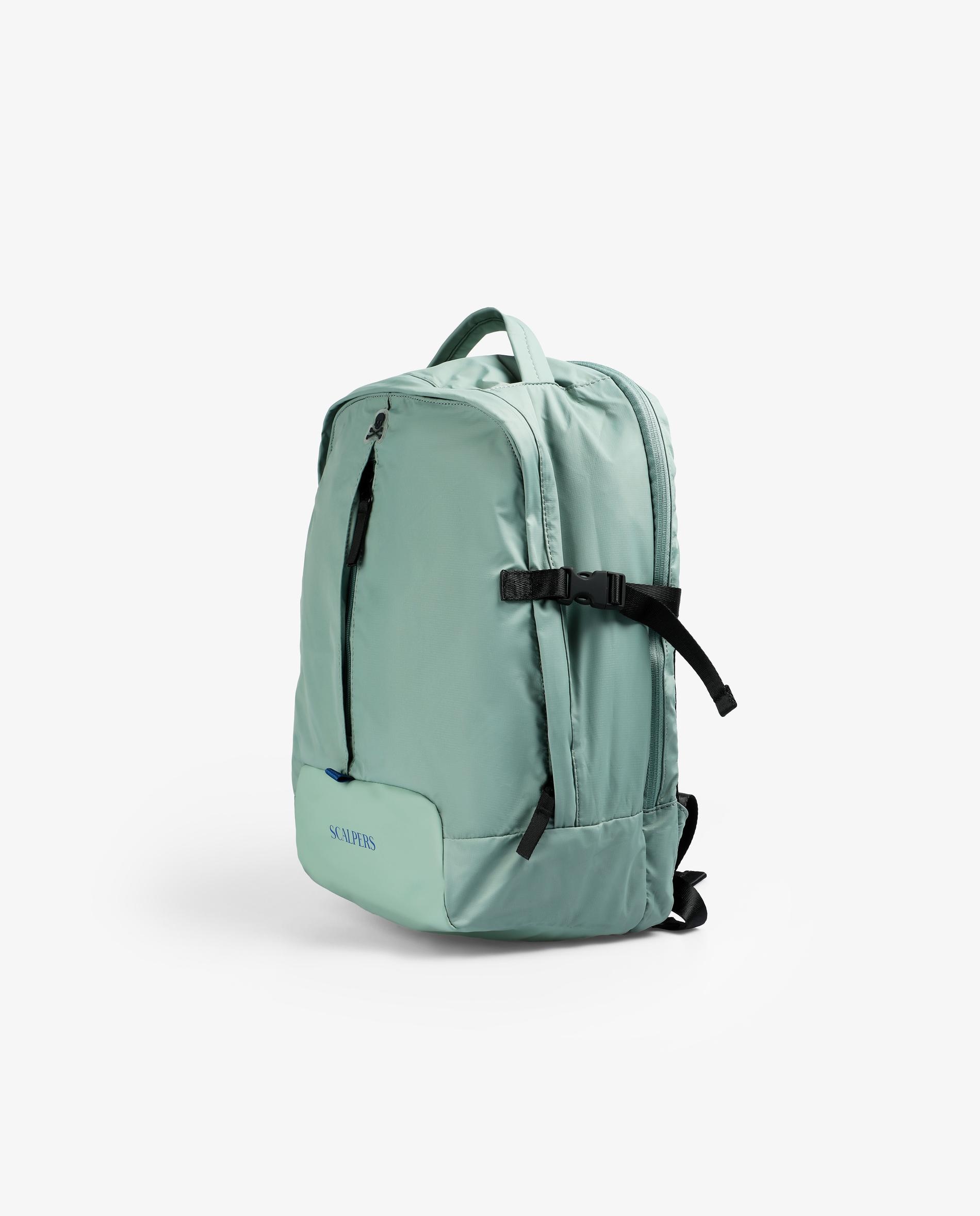 Mochila de Estilo Desportivo com Logo em Contraste Verde Água-3