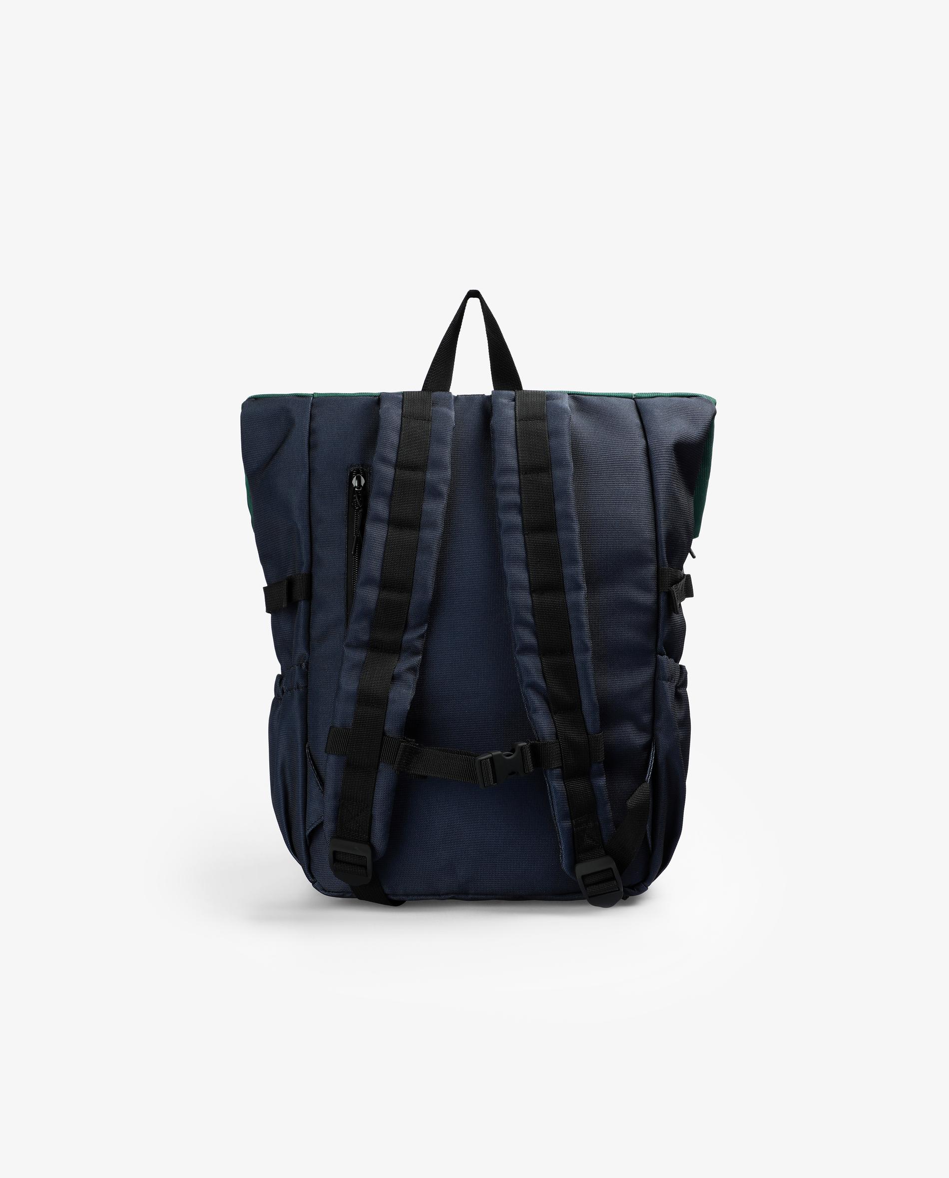 Mochila com Fecho de Aba e Clip Ajustável Azul-marinho / Verde-2