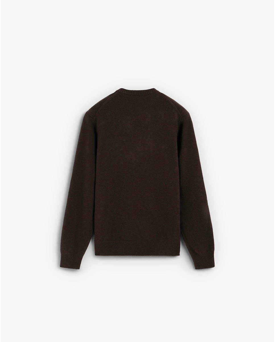 Camisola Lisa com Gola Redonda Castanho-escuro-2