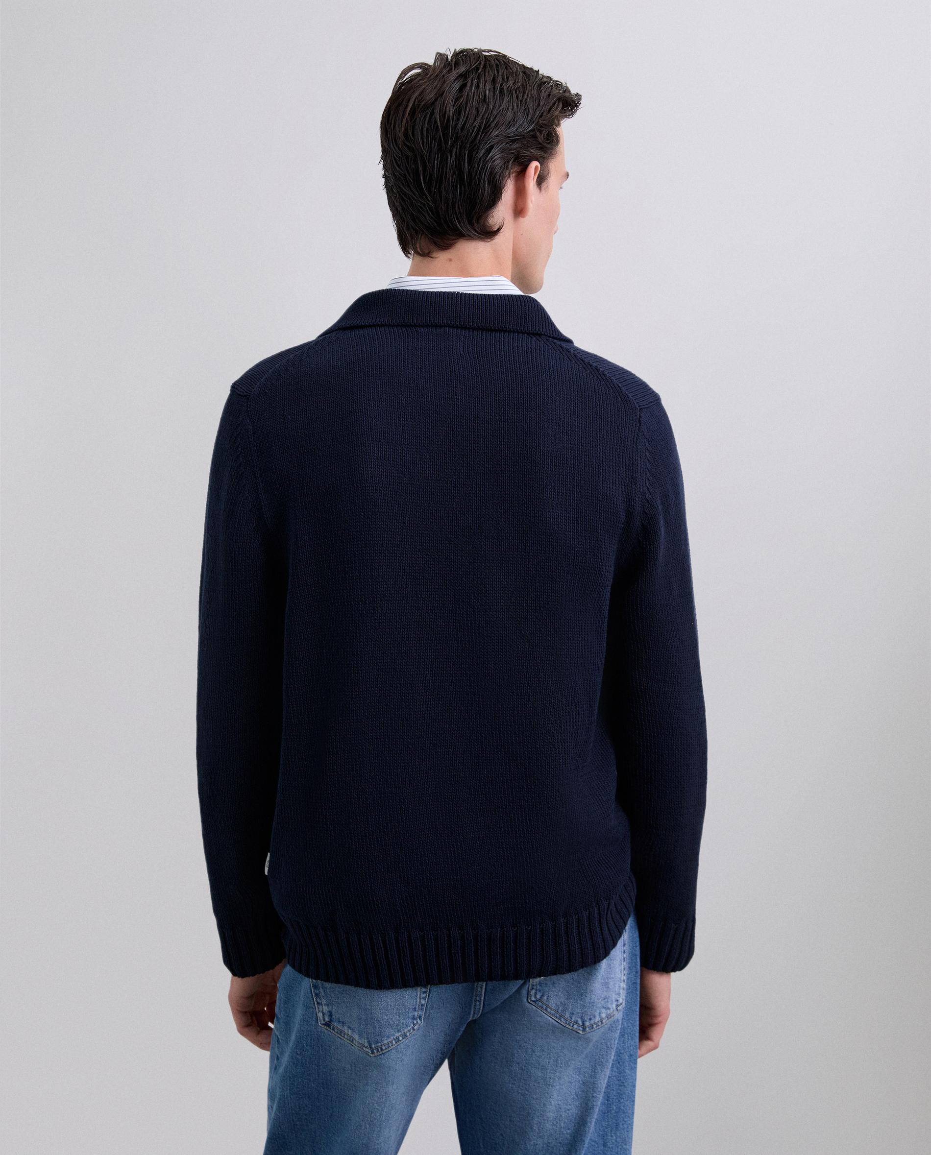 Camisola de Algodão com Gola Tipo Polo Navy-3