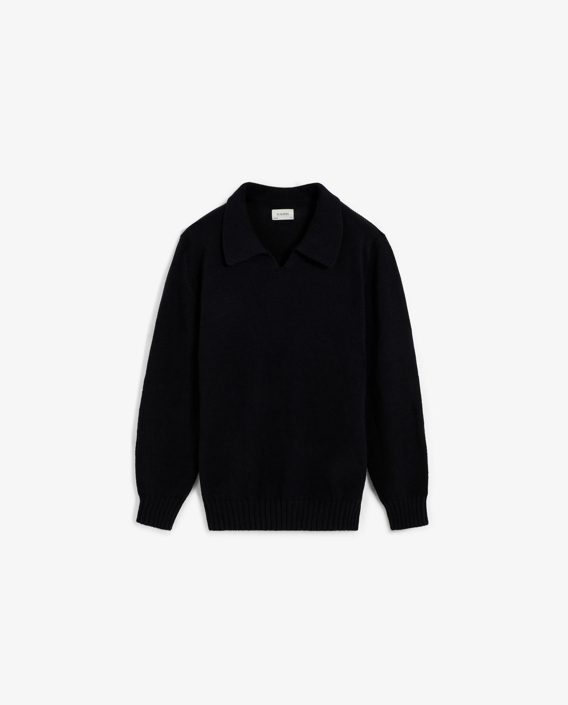Camisola de Algodão com Gola Tipo Polo Navy-6