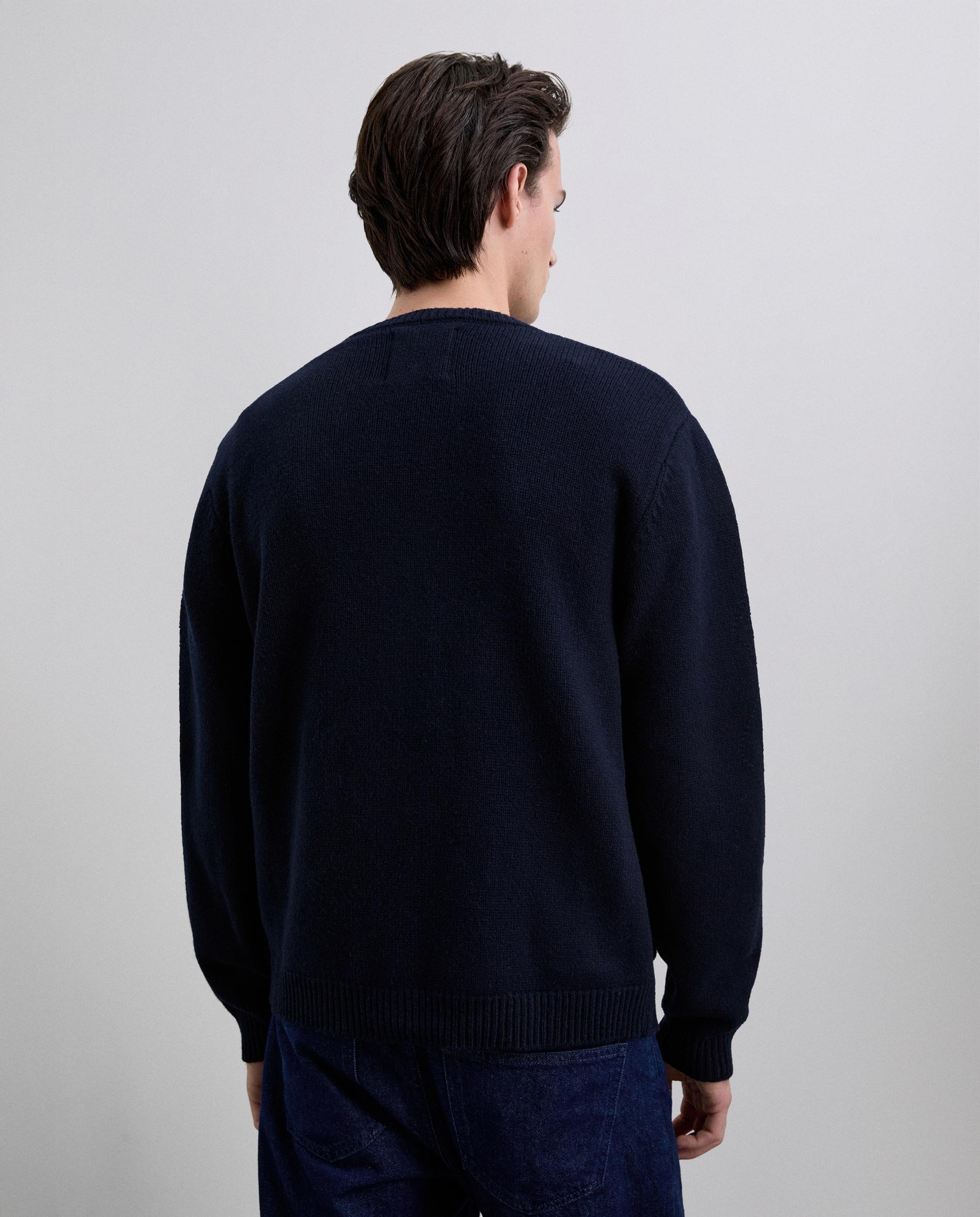 Cardigan de Lã com Gola em V Azul-marinho-3