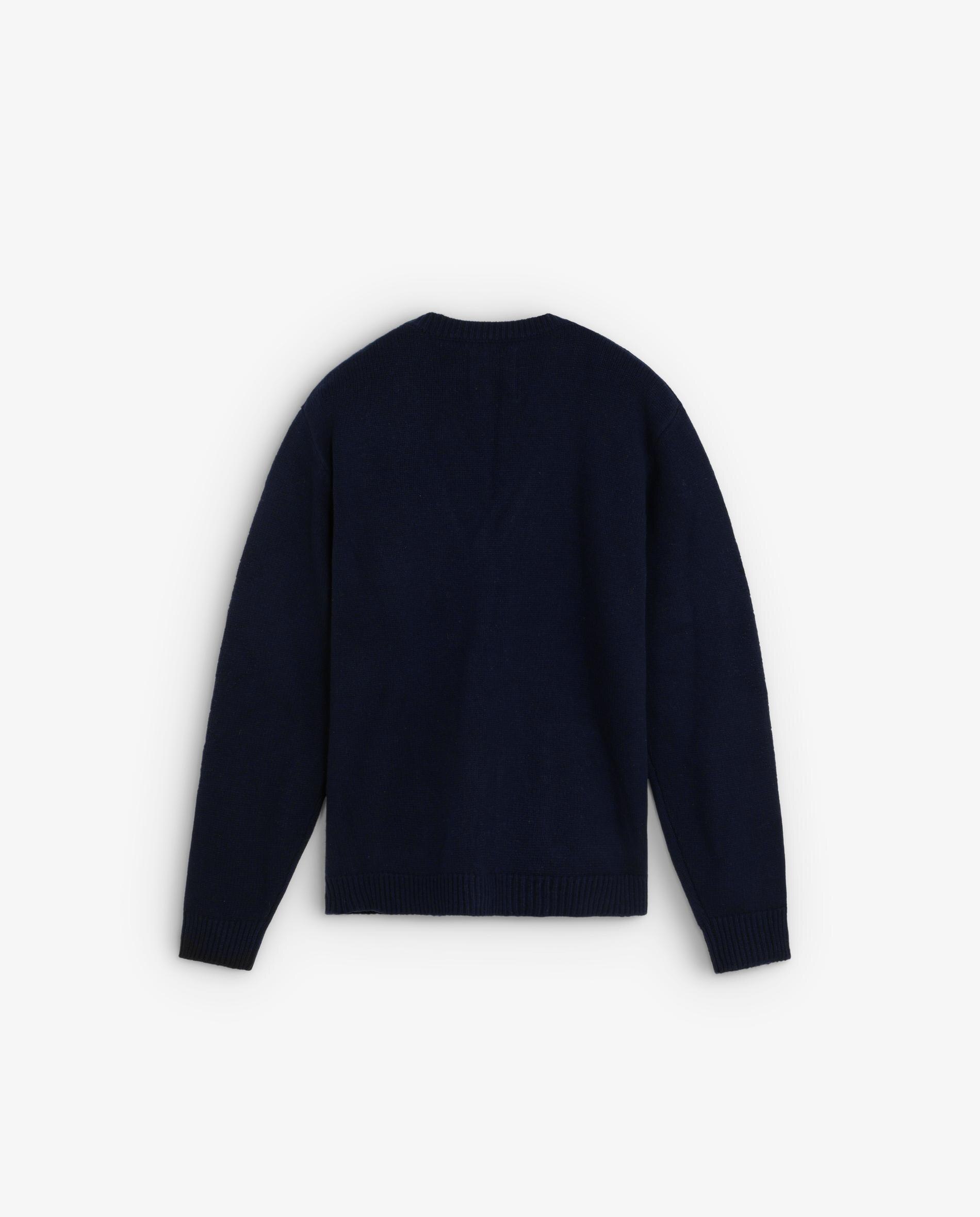 Cardigan de Lã com Gola em V Azul-marinho-6