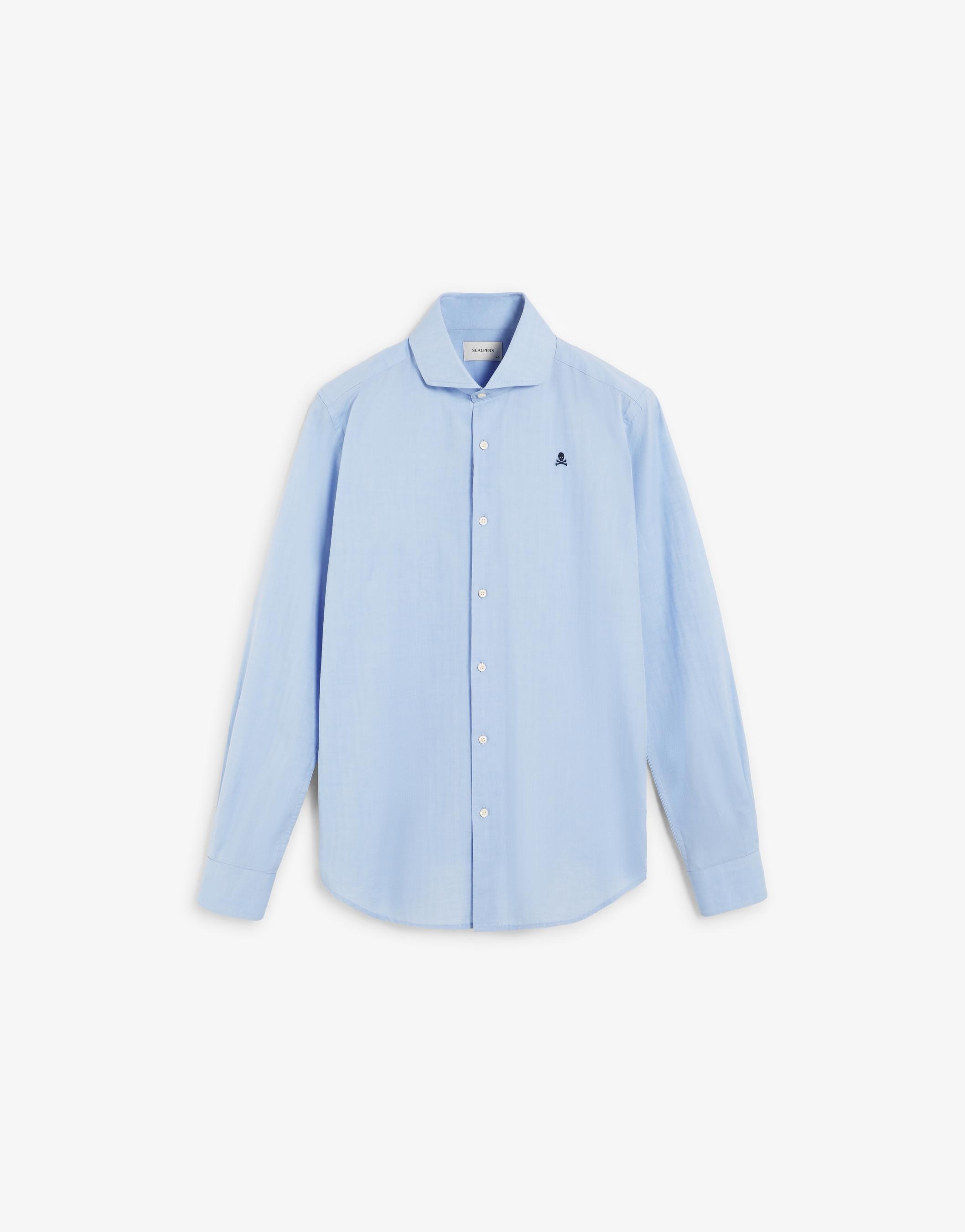 Camisa de Algodão com Logo em Contraste Azul-claro-5