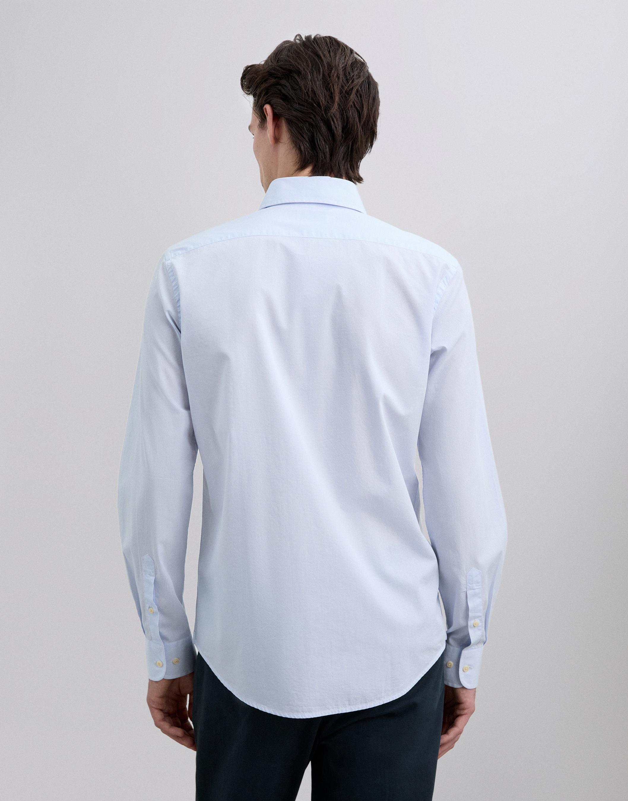 Camisa Formal de Algodão com Logo em Contraste Azul-claro-3