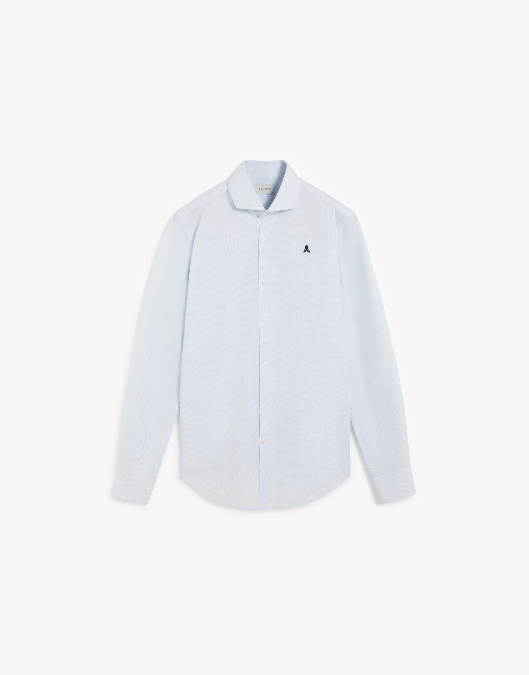 Camisa Formal de Algodão com Logo em Contraste Azul-claro-5