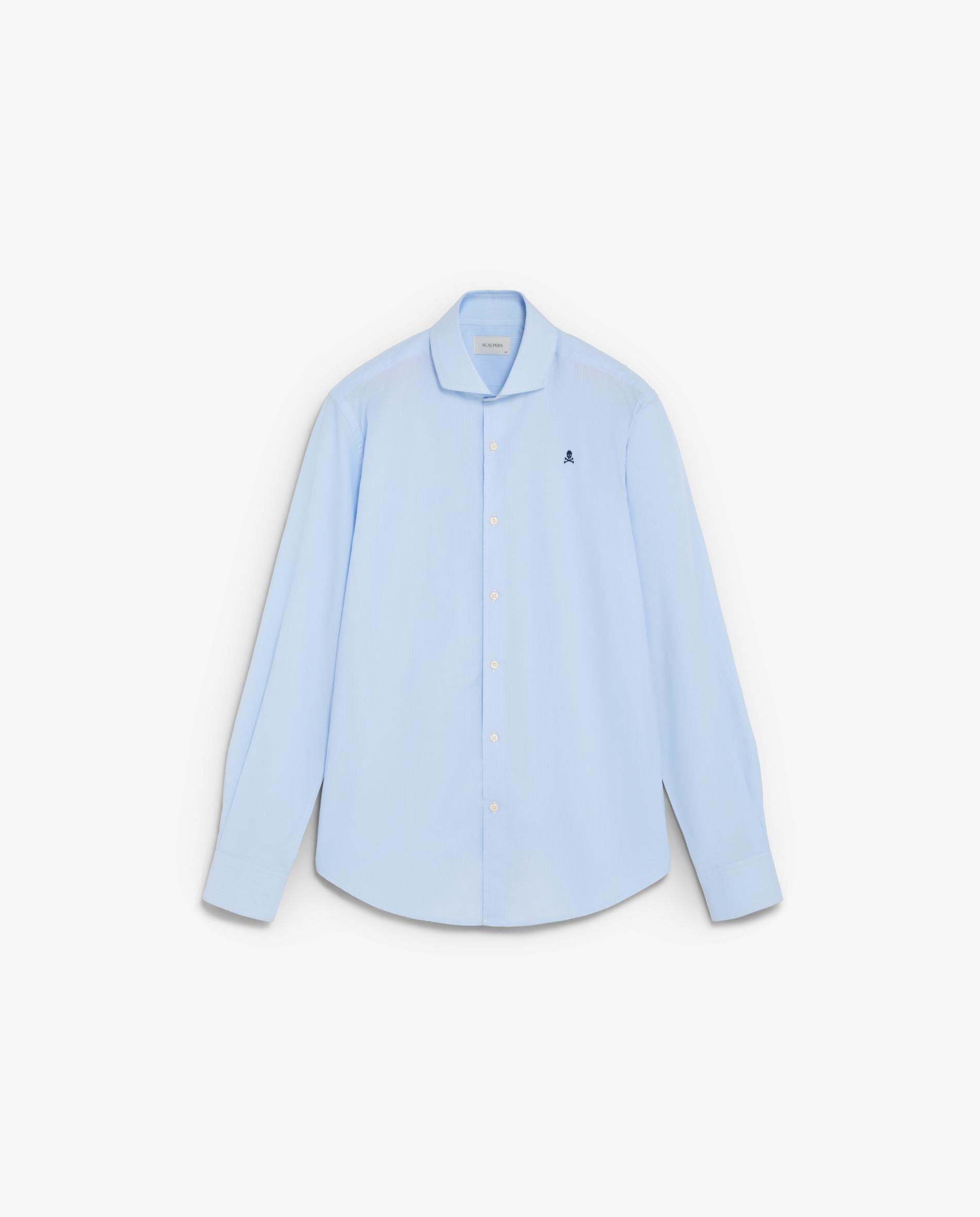 Camisa Regular às Riscas Azul-claro-6
