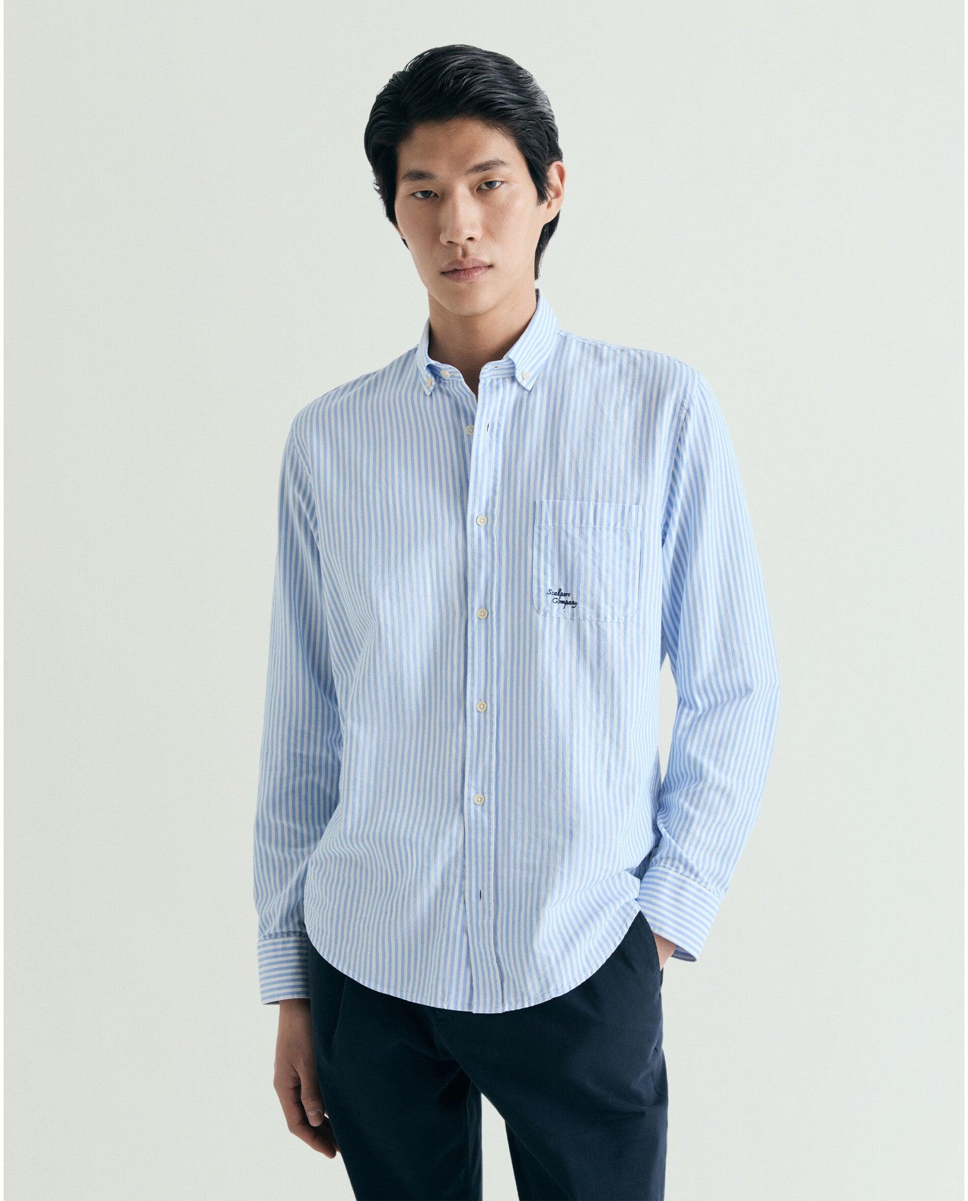 Imagem 0 de Camisa Regular Fit Às Riscas com Bolso