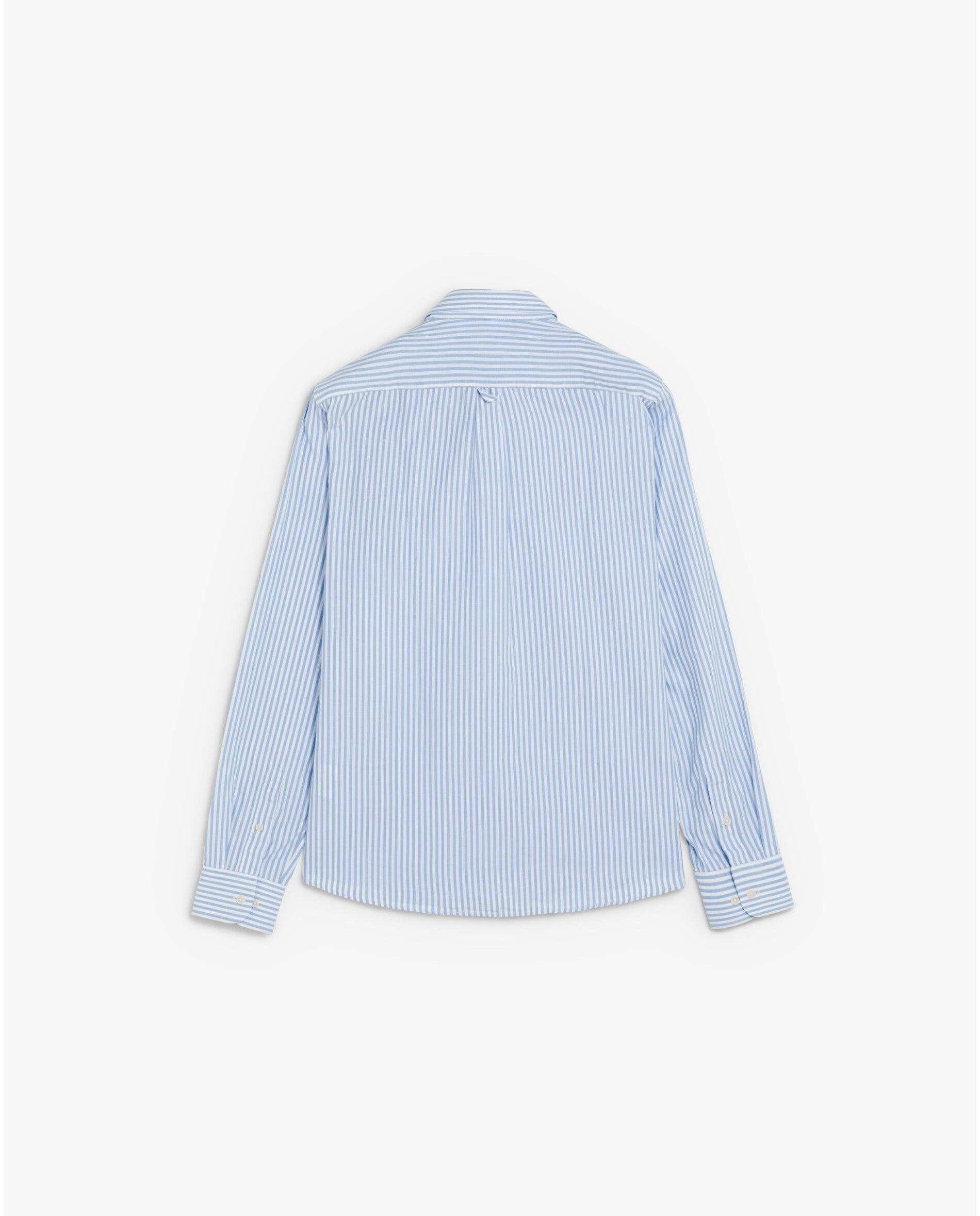 Camisa Regular Fit Às Riscas com Bolso Azul-9