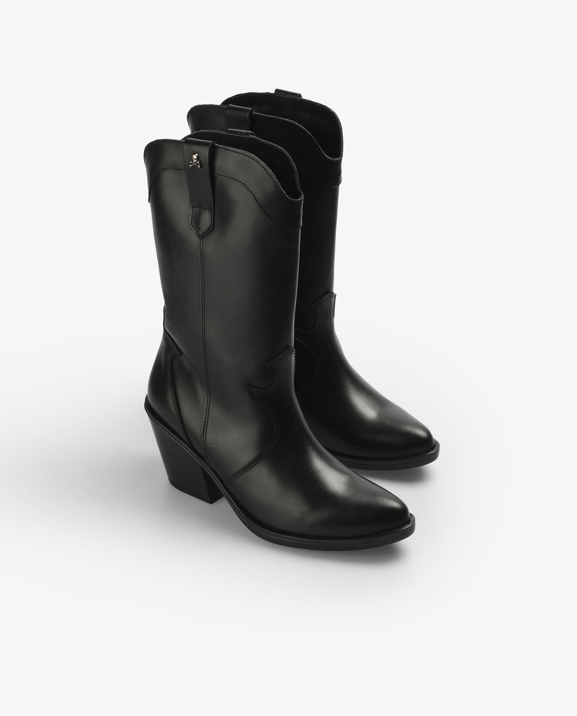 Botas Cowboy com Tiradores Laterais Preto-2