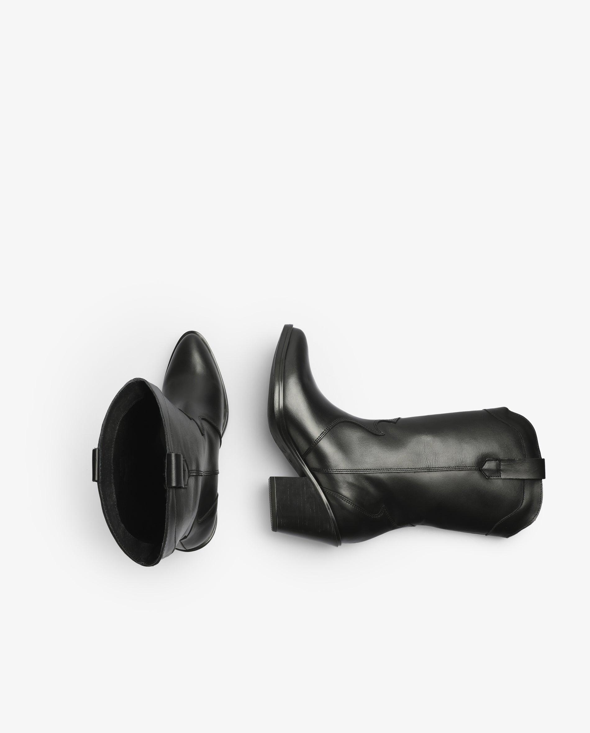 Botas Cowboy com Tiradores Laterais Preto-4