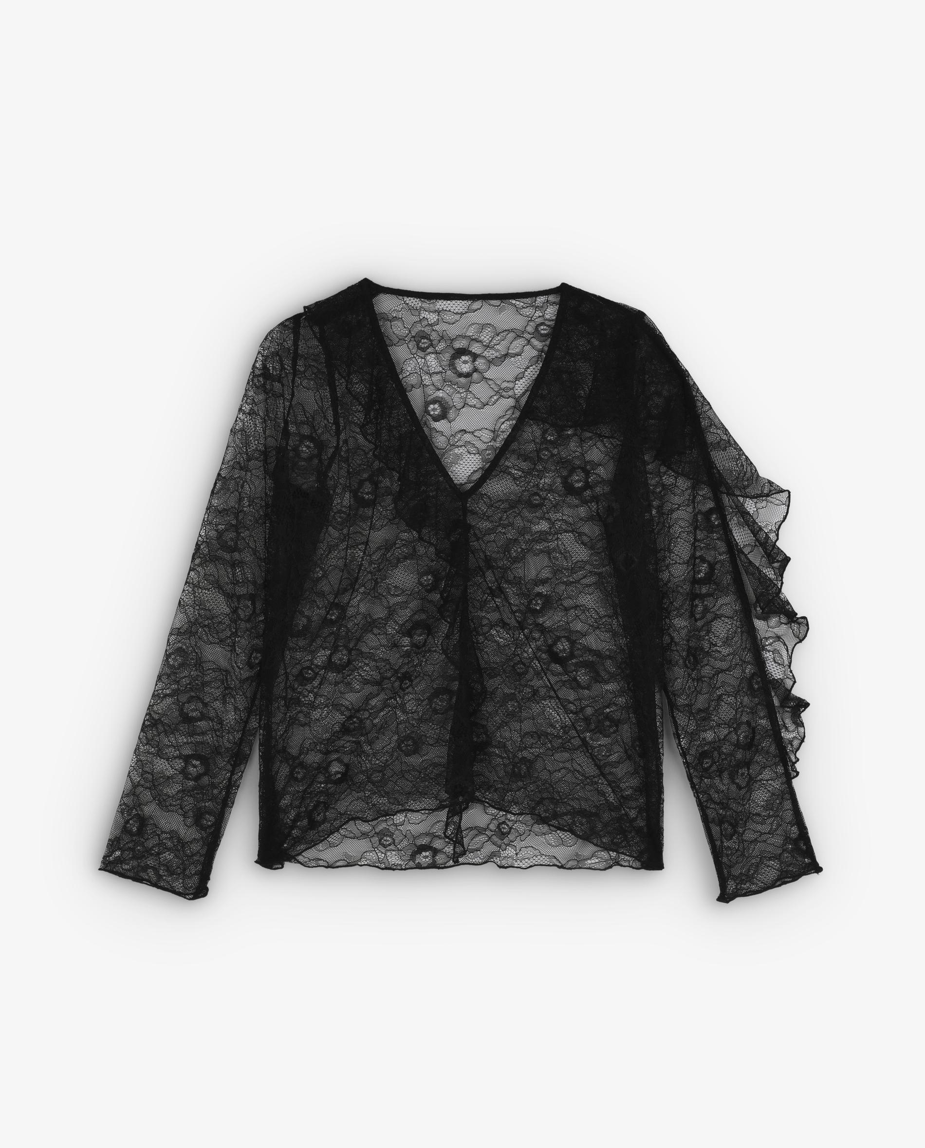 Blusa de Renda com Folhos Pretos-6