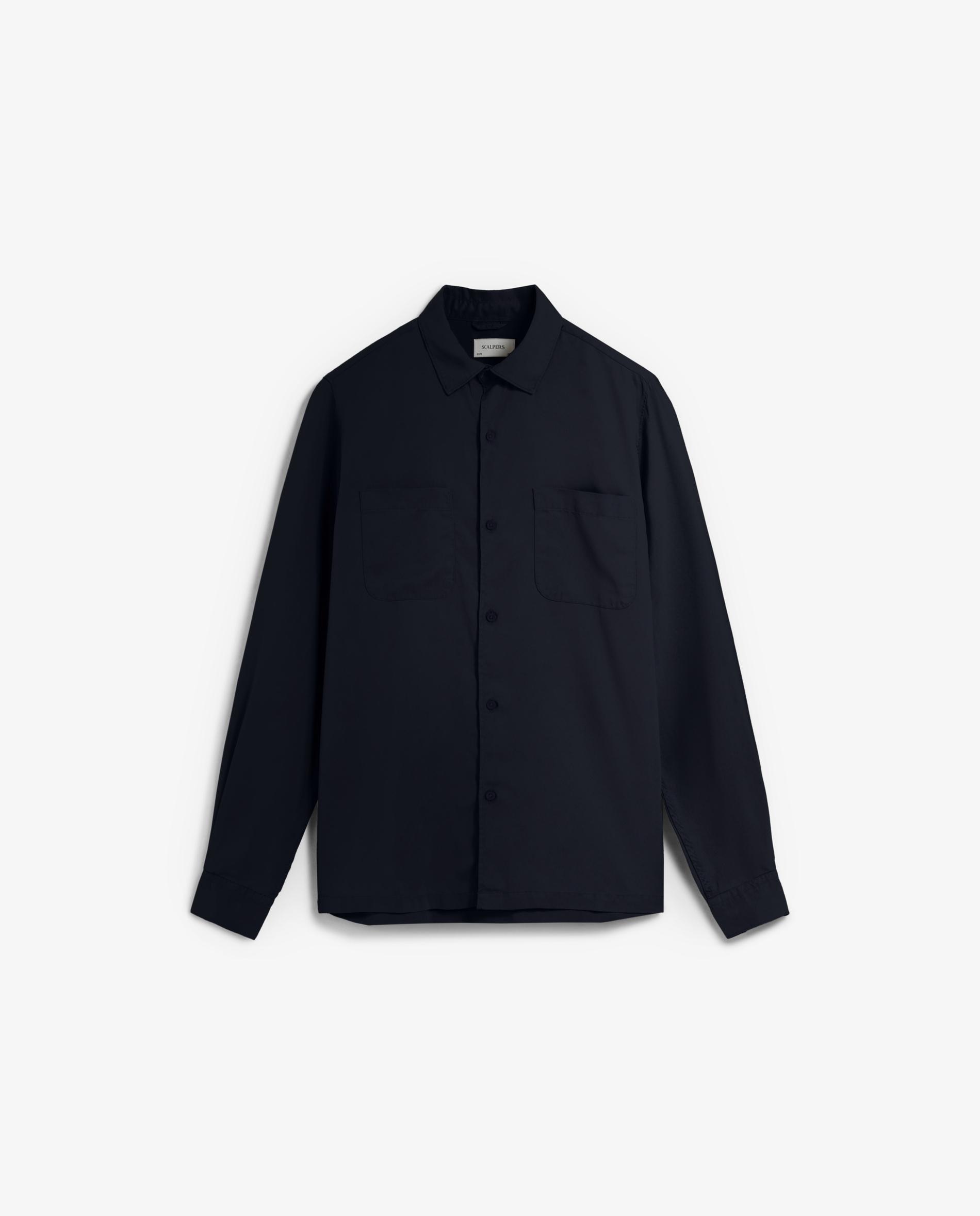 Sobrecamisa Confecionada em Algodão, com Gola Clássica, Fechos Frontais de Botões e Dois Bolsos de Plastrão no Peito Navy-5