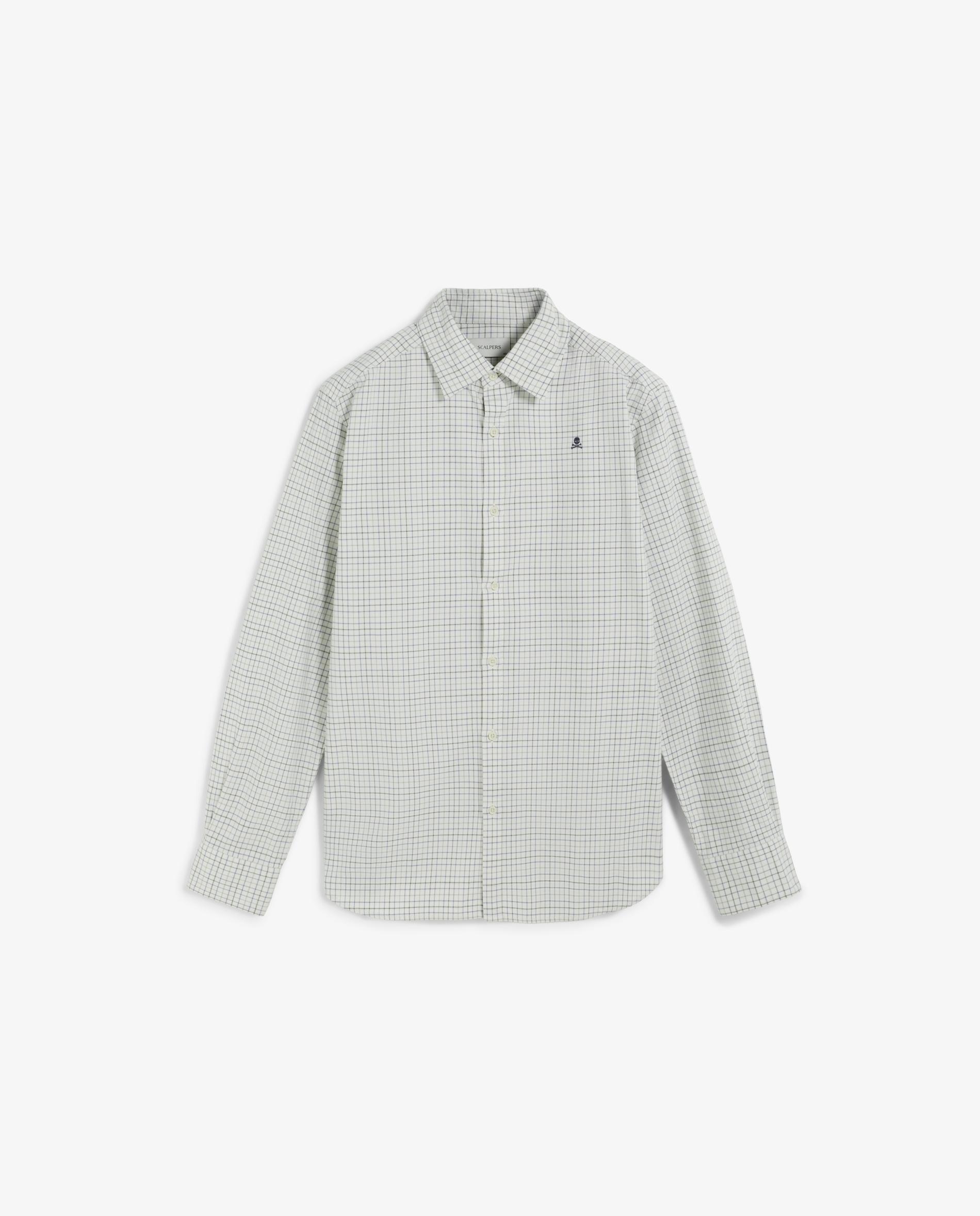 Camisa Aos Quadrados Regular Fit de Manga Comprida Caqui-5