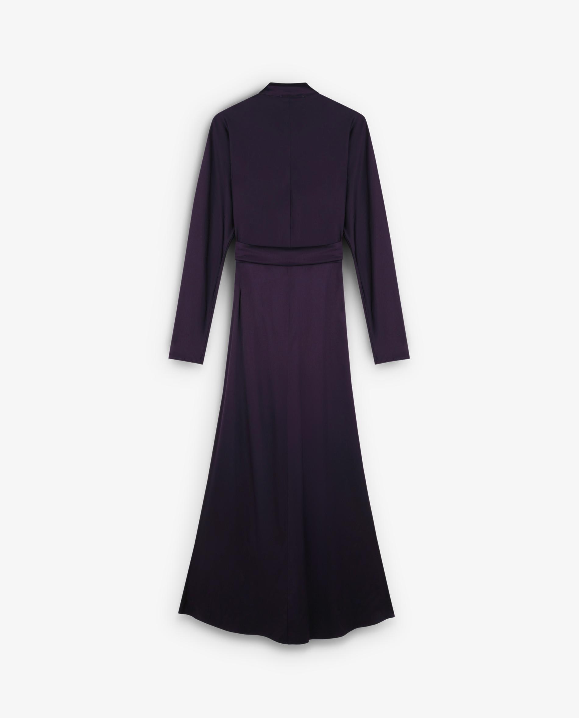 Vestido Midi Acetinado com Decote Cruzado Roxos-6