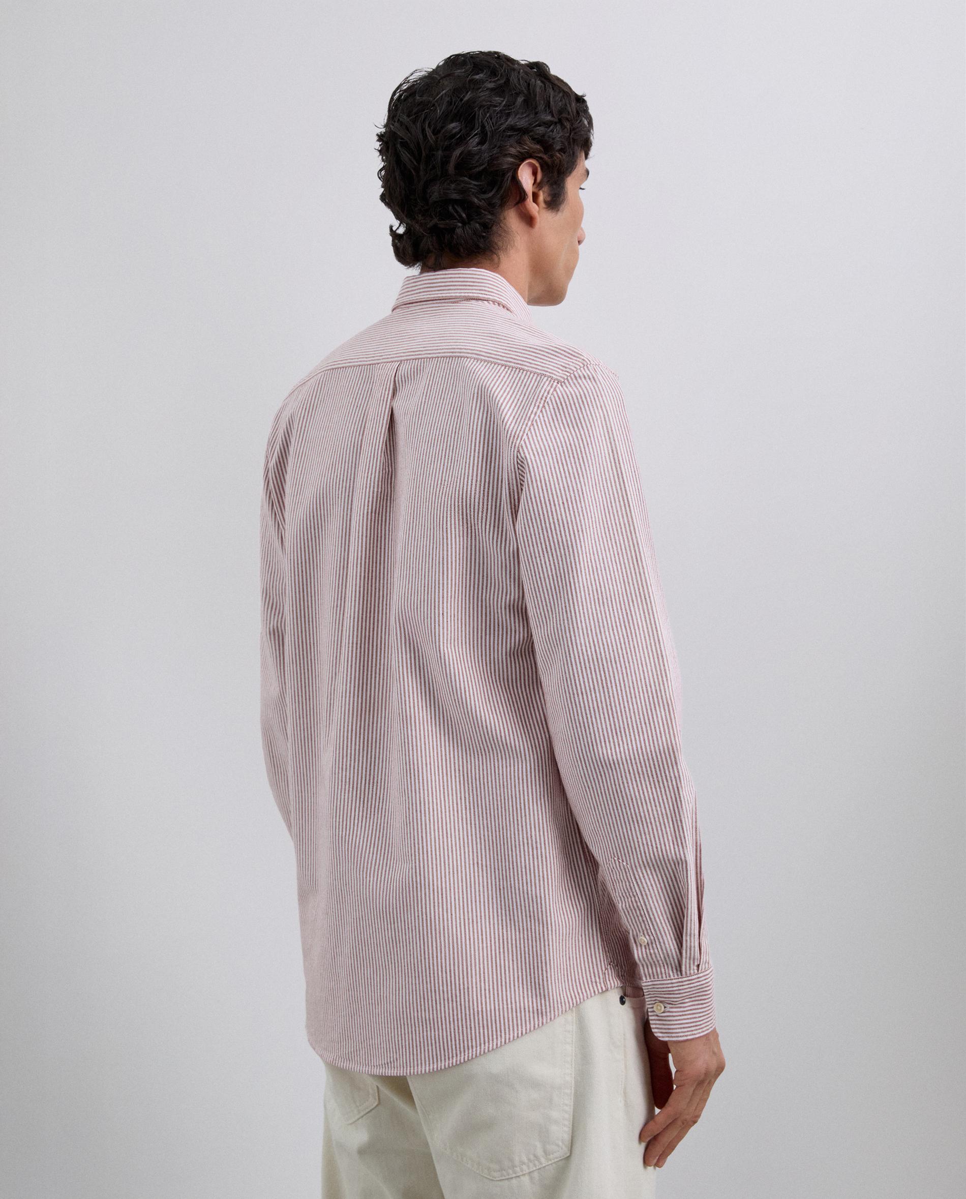 Camisa Oxford com Estampado Às Riscas e Caveira em Contraste no Peito Bordeaux-3