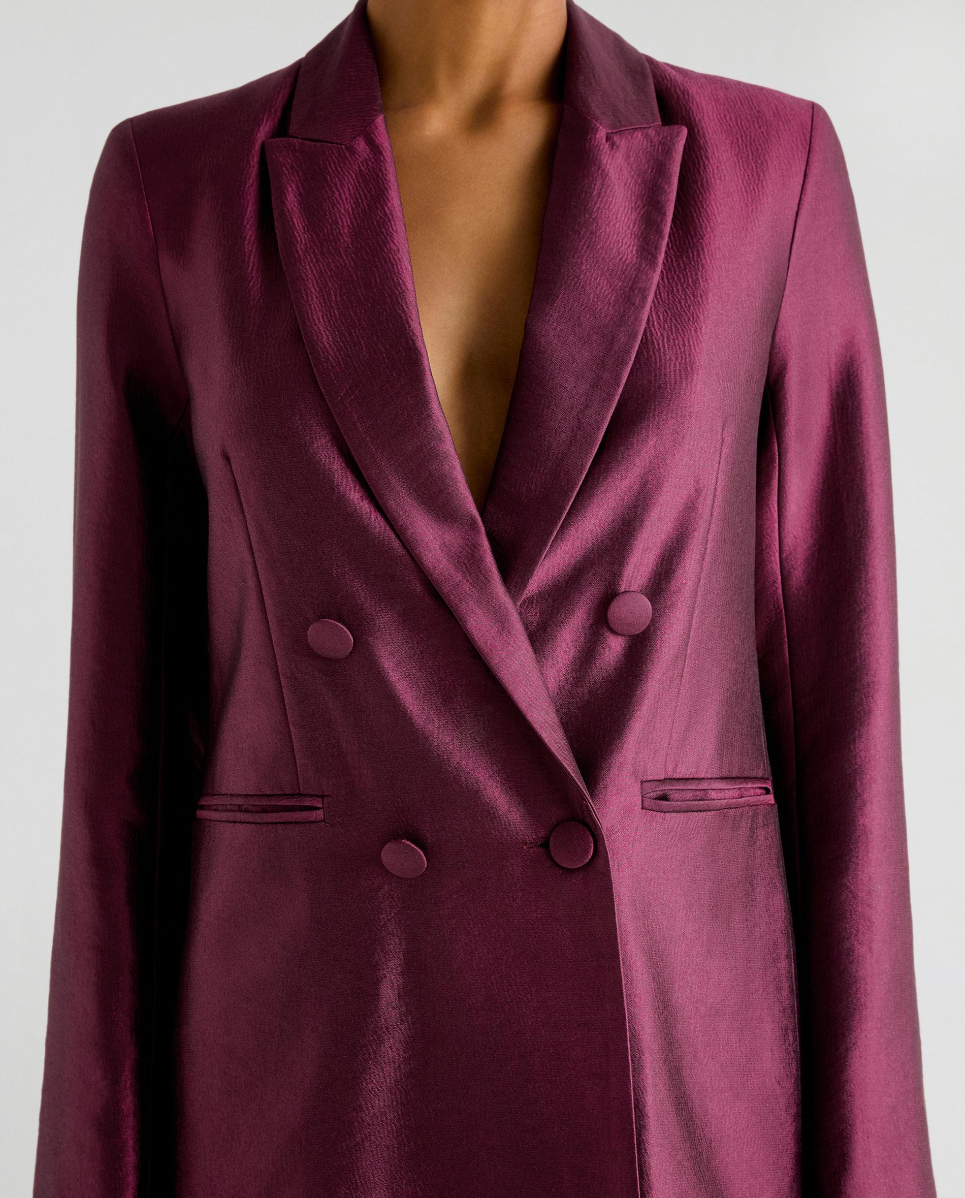 Blazer com Ombreiras em Tecido Acetinado Roxos-3