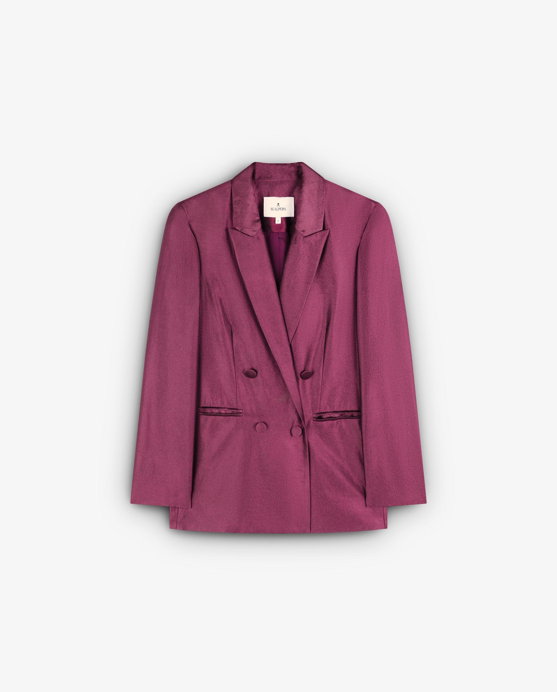 Blazer com Ombreiras em Tecido Acetinado Roxos-6