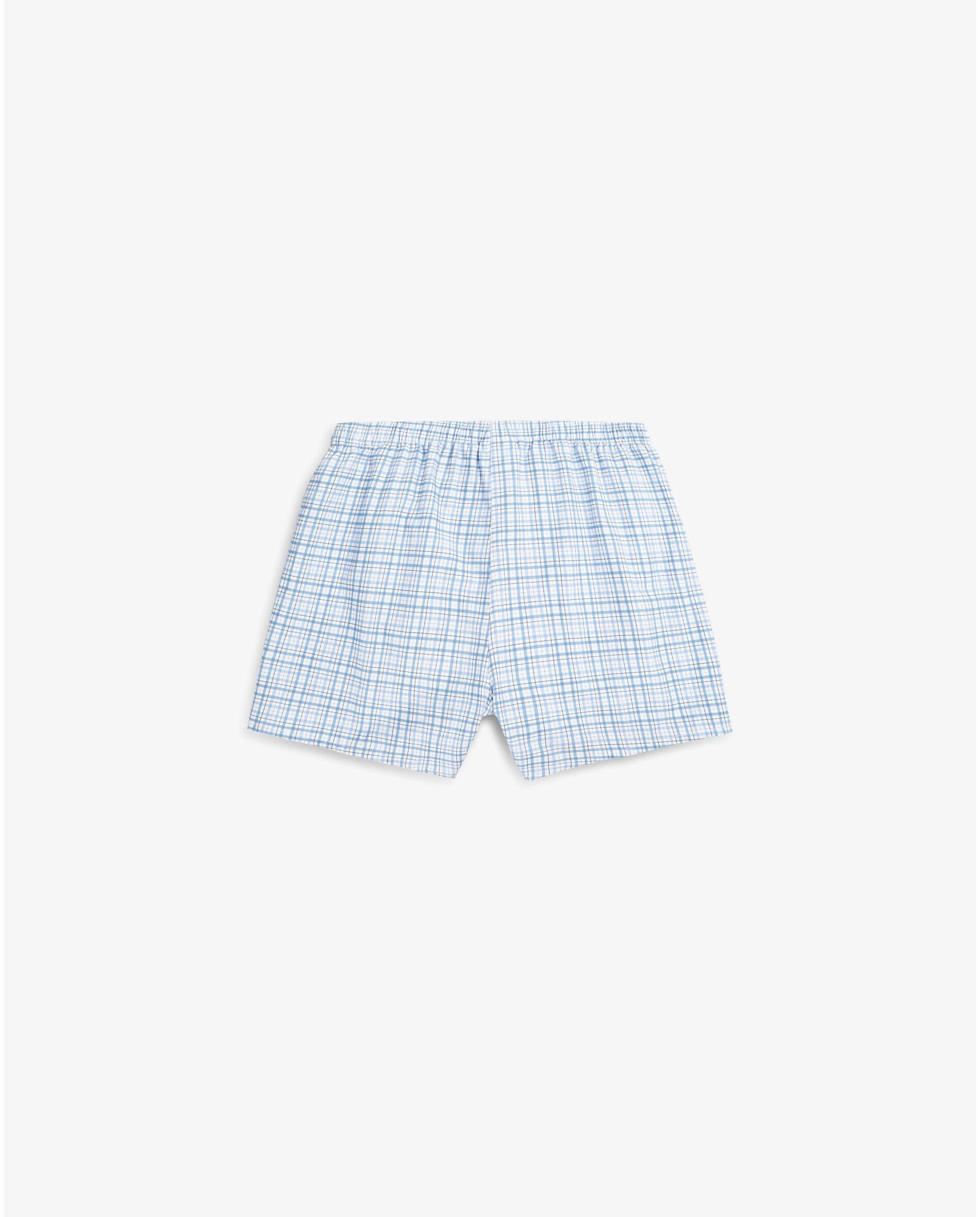 Boxer de Tecido em Algodão Estampado Azul / Branco-2
