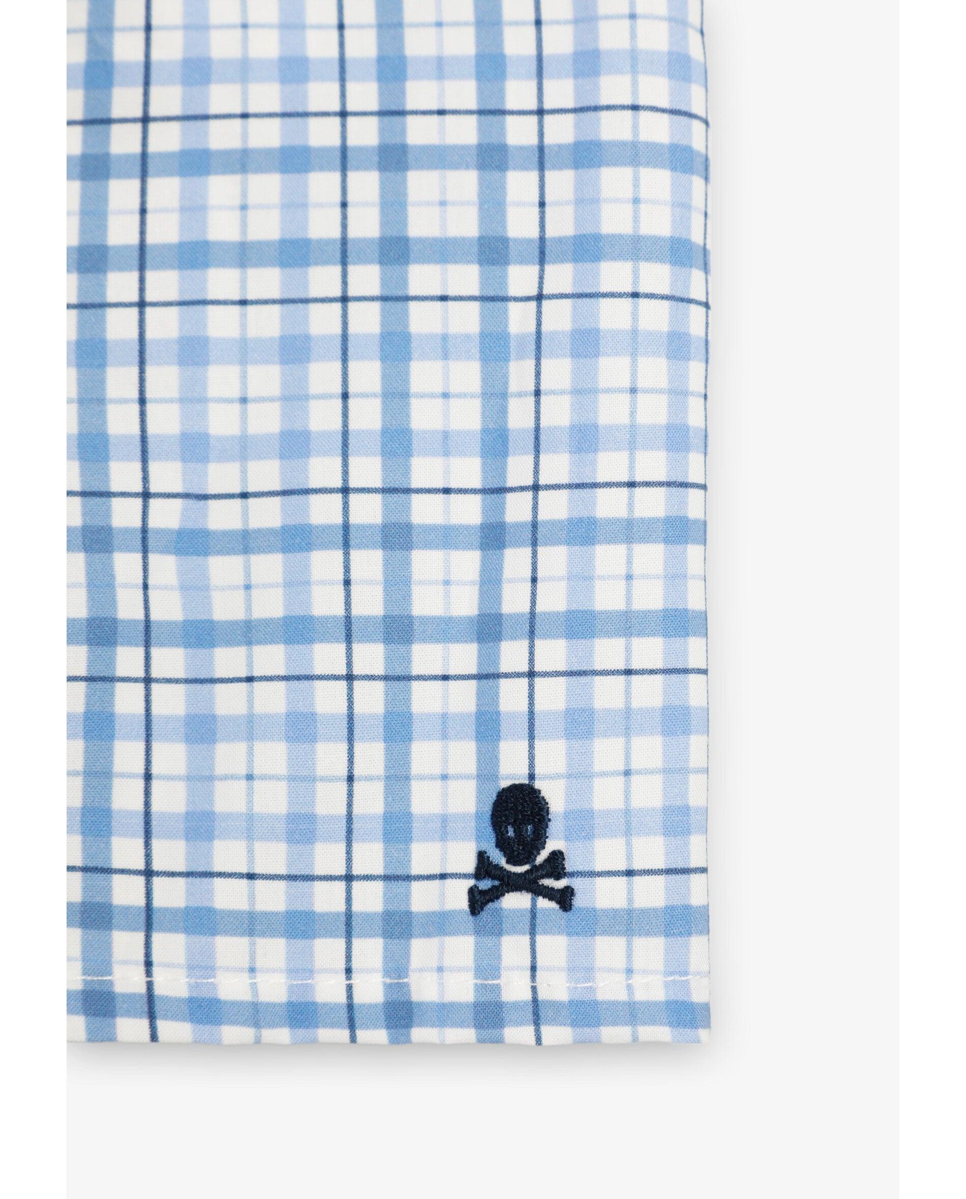 Boxer de Tecido em Algodão Estampado Azul / Branco-3